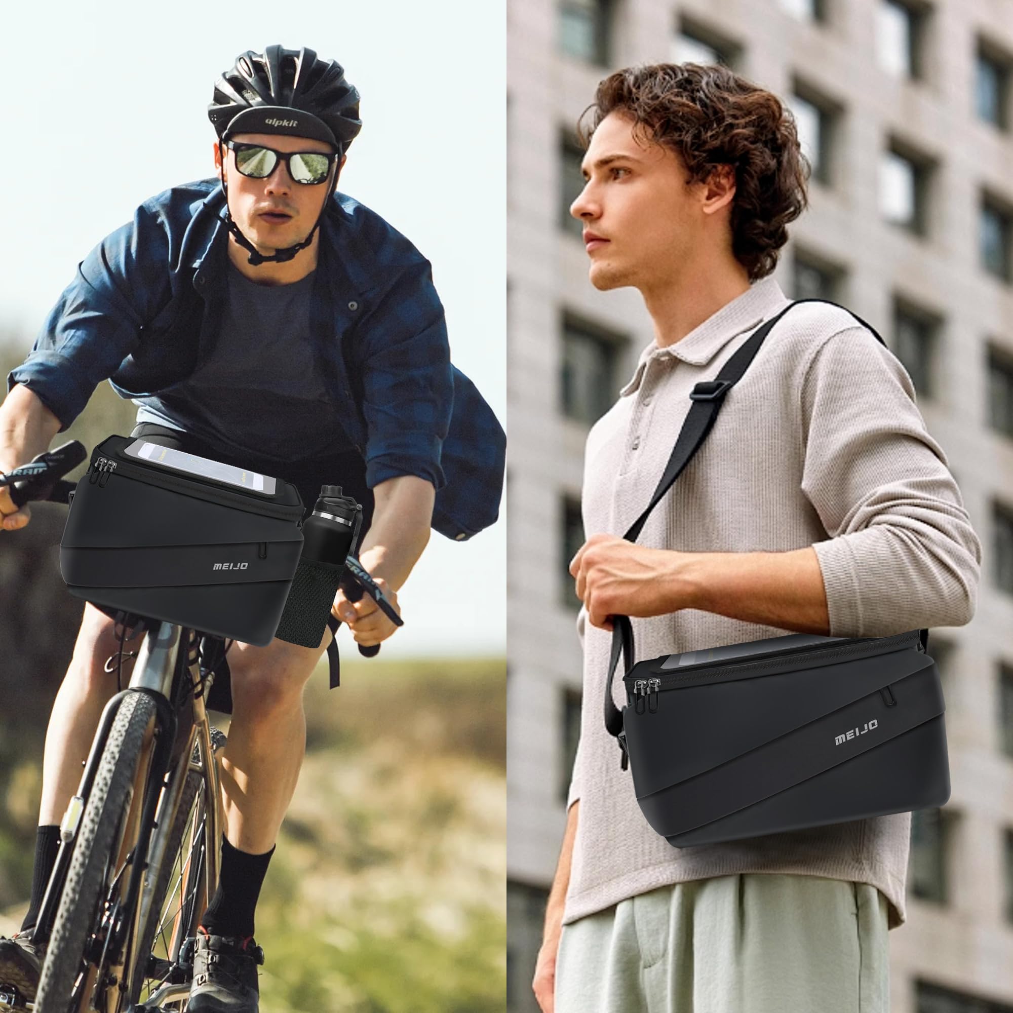 Borsa Bici Manubrio con Adattatore Manubrio,6.5L Borsa Manubrio Bici e Bici Elettriche Impermeabile Grande Capacità Estino Bici Anteriore Bici e-bike,Nero