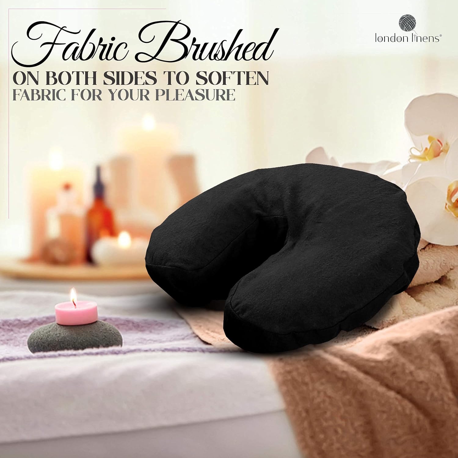 London Linens Pack of 10, Premium Extra Thick 100% Cotton Flannel Massage Tables Face Cradle Covers Cozies Fitted - Includes 10 pcs (Black) : Beauty & Personal Care