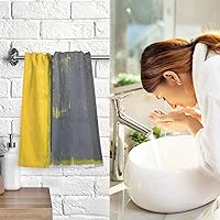 Vista 5 de Hand Towels for Bathroom,Set of 2,Grey and Yellow Abstract Art Painting,Soft Absorbent Small Bath Towel Kitchen Dish Guest Towel Home Decor