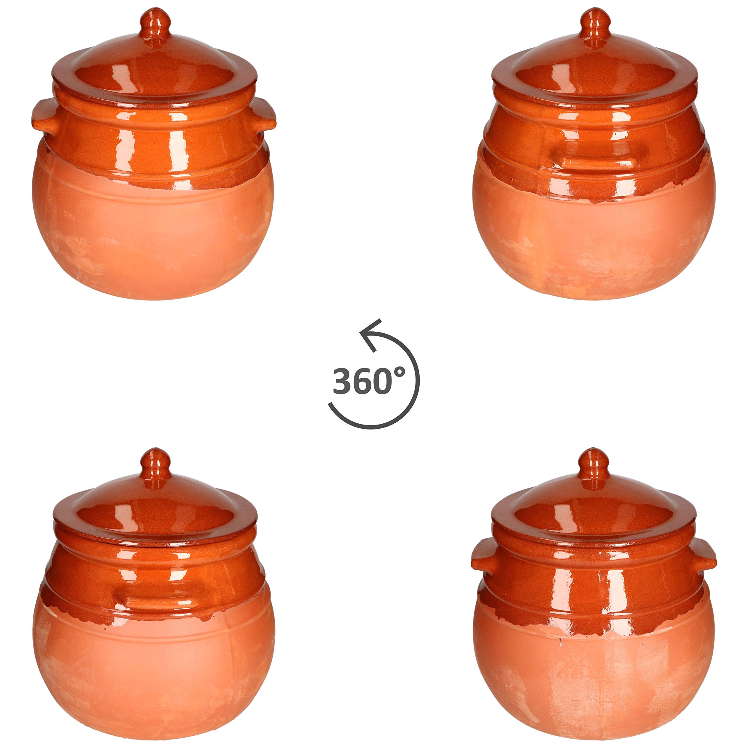 KADAX Aardewerk Pot met zijhandgrepen en deksel, handgemaakt keramiek, vaatwasmachinebestendig, 1L