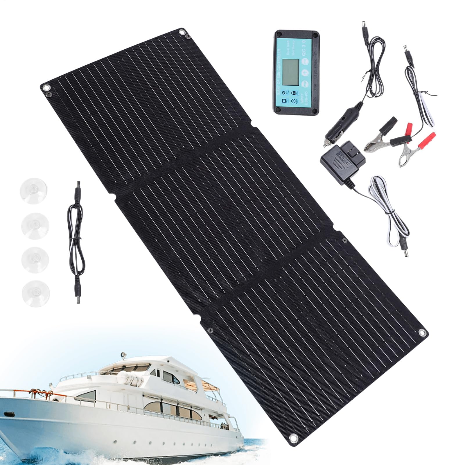 Caricatore solare a batteria 'auto, caricabatterie per auto Caricatore del | Manutenzione flessibile piegabile 12-24v automatica per viaggi per camion per veicoli