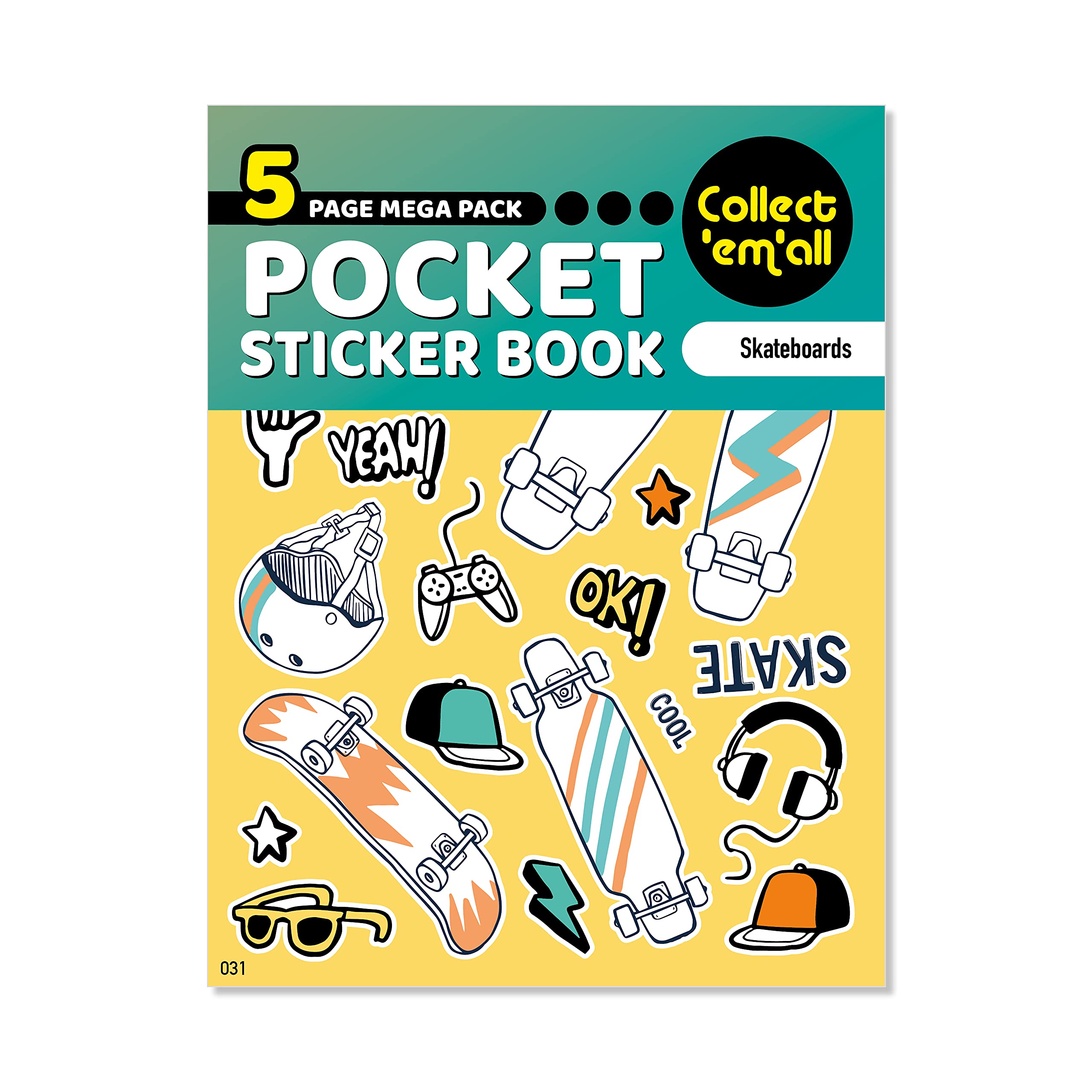 Lds Landlord Direct Supplies Multi-Color Pocket Sticker Book (5 Pages) - 64 Mega Packs To Collect Coloured Stickers For Kids - Skateboards