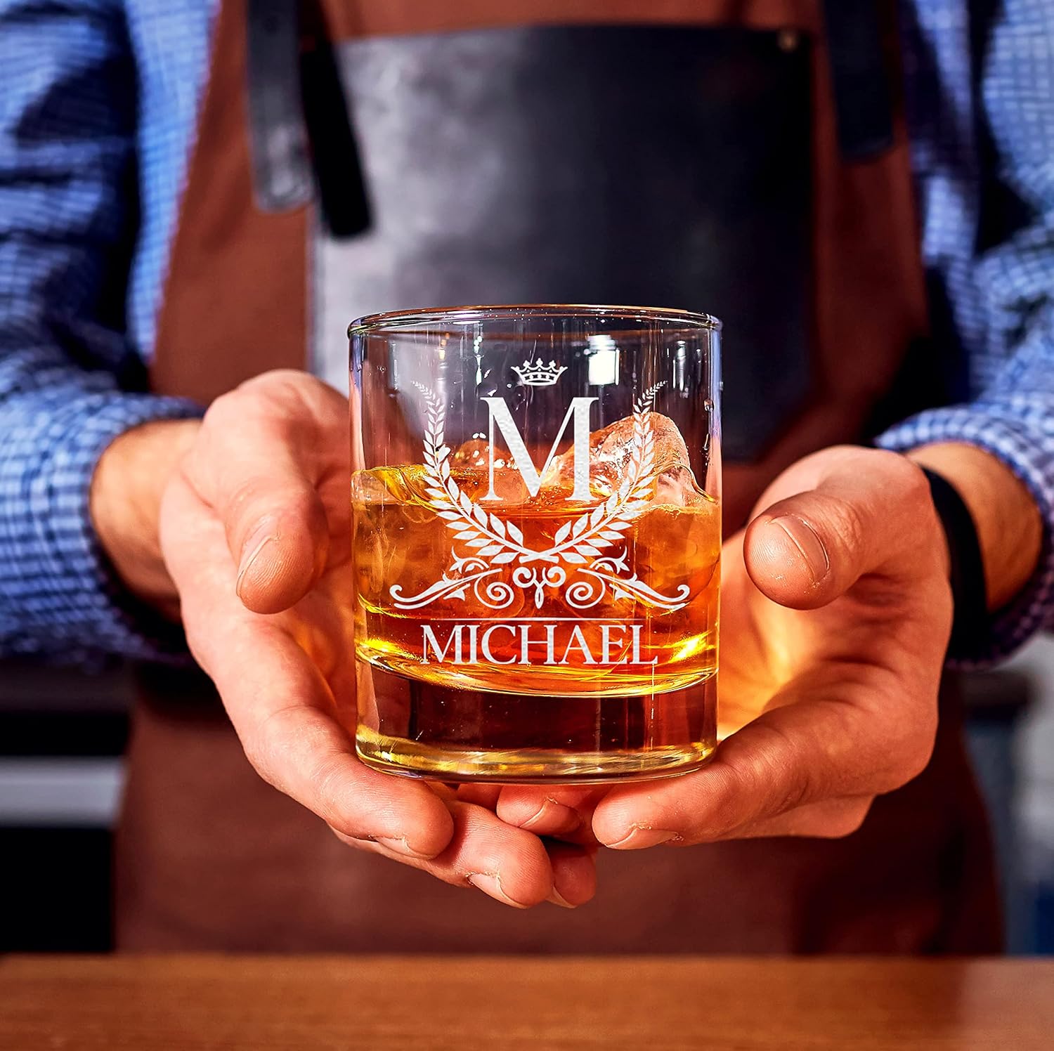 Personalized Engraved Whiskey Glass, Custom Monogram Old Fashioned Rocks Glass 11oz, Christmas Gift for Men, Engraved Bourbon or Scotch Glassess, Made in USA - Image 7