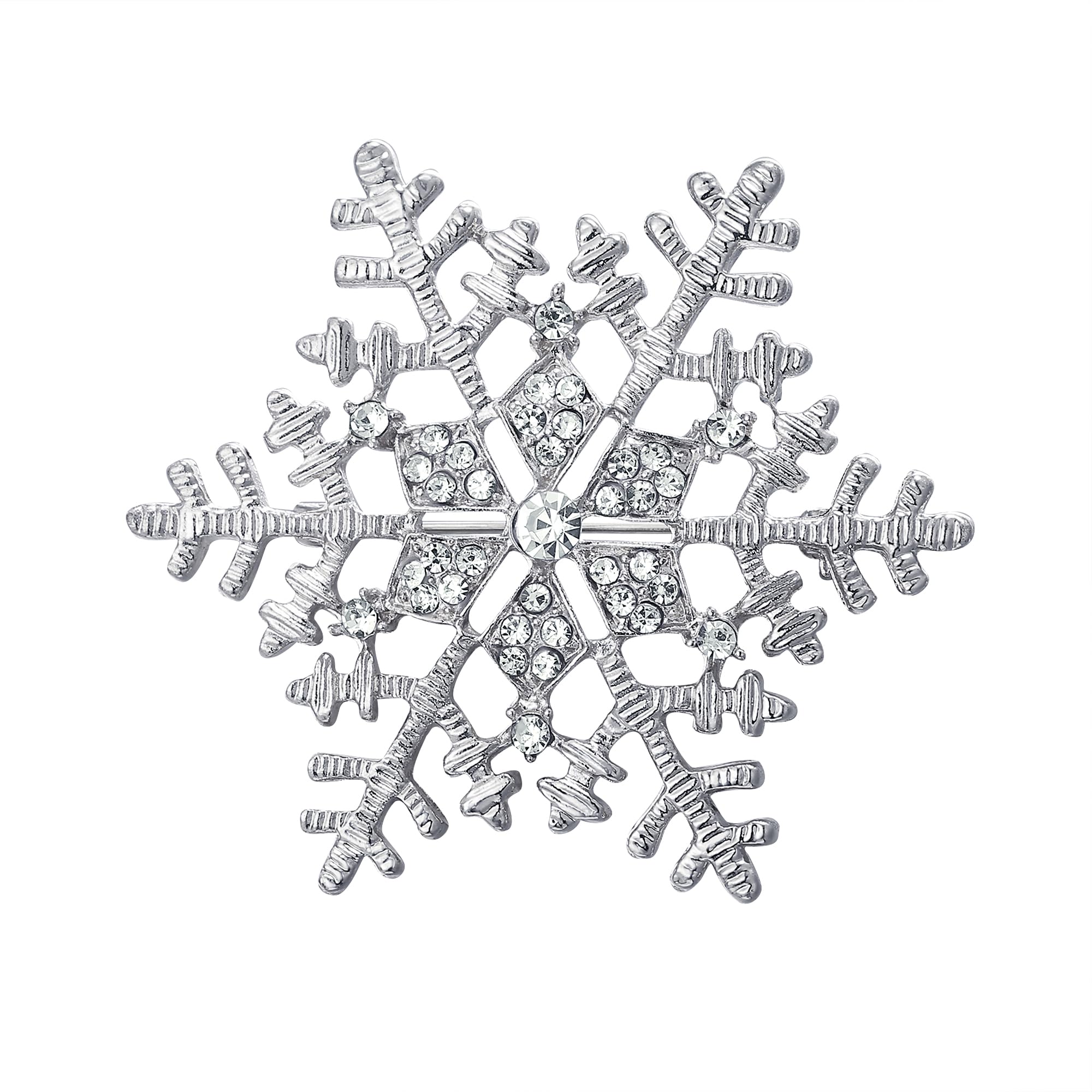 EleQueen Women's Clear Austrian Crystal Winter Snowflake Brooch Pin
