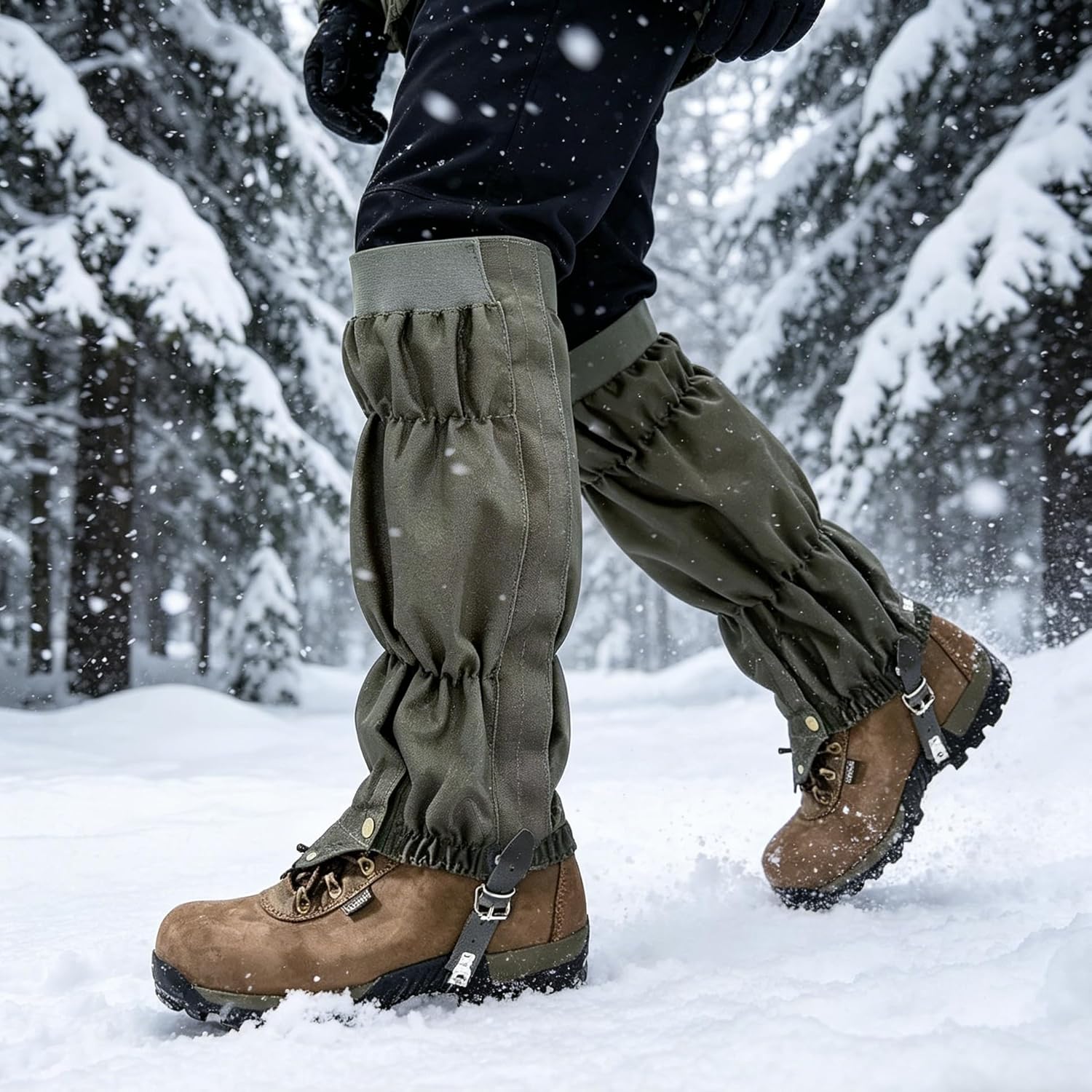 Snake Gaiters for Men & Women, Waterproof Snake Proof Gaiters, Adjustable Snake Bite Protection Leg Guards with Leather Buckle, Snake Guards for Hunting, Hiking, Camping, Farm Work
