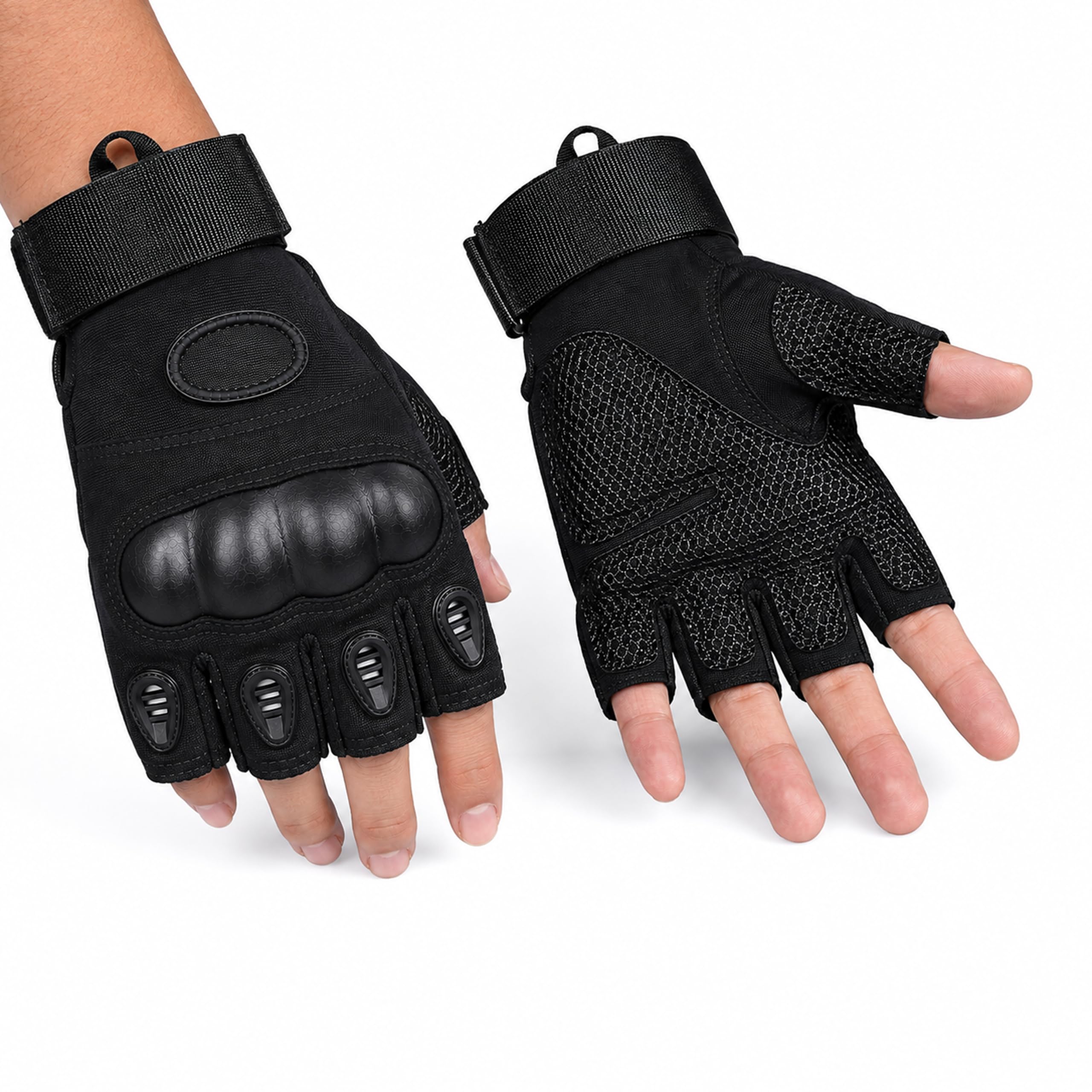 EYUVAA LABEL Bike Riding Gloves for Men & Women|Half Finger Motorcycle Gloves with Hard Knuckle Protection|Breathable Anti-Slip Tactical Gloves for Cycling, Gym, Hiking, Trekking-image-49