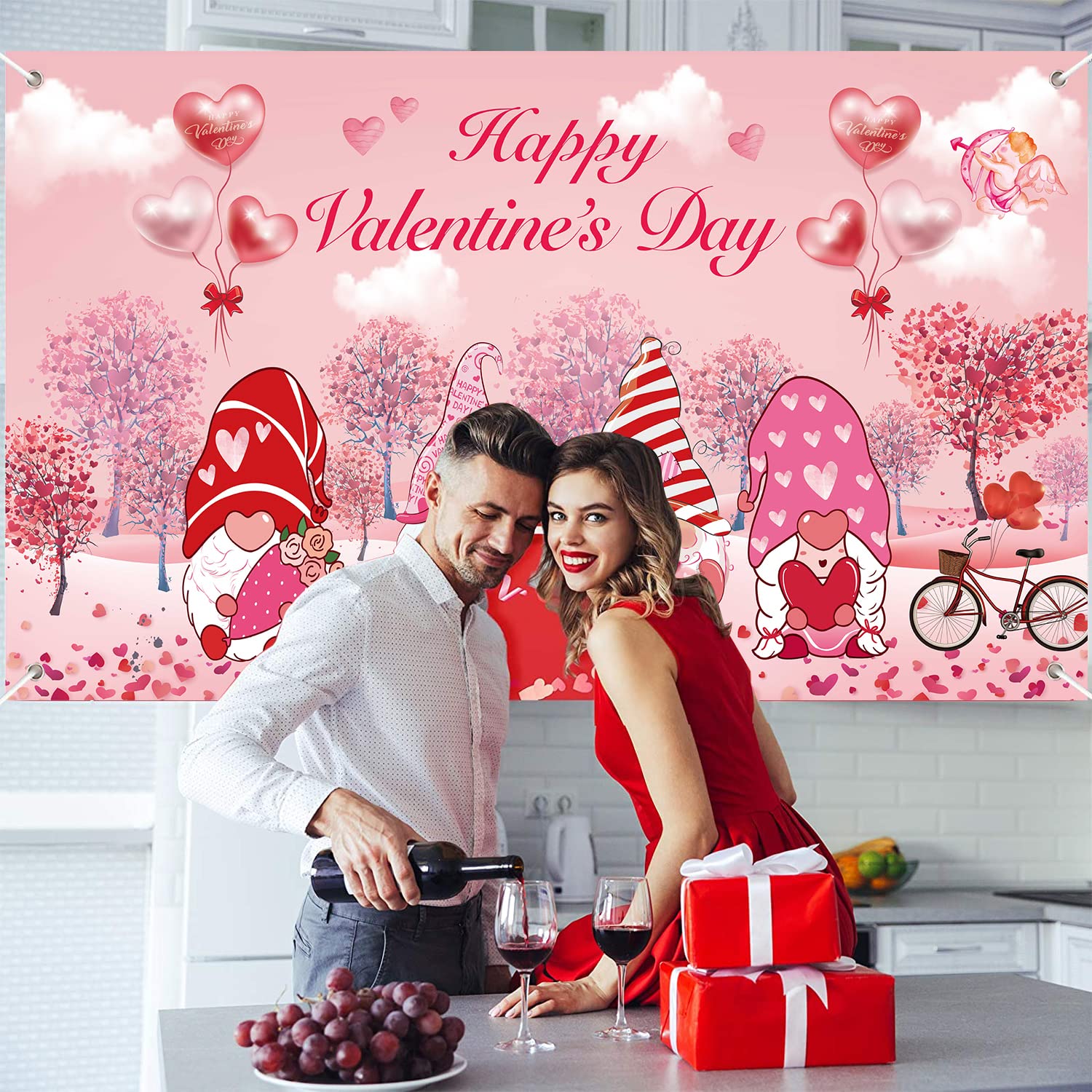 Arosche Valentinstags-Banner 183x122 Cm – Polyester, Mit Ösen, Für Drinnen & Draußen