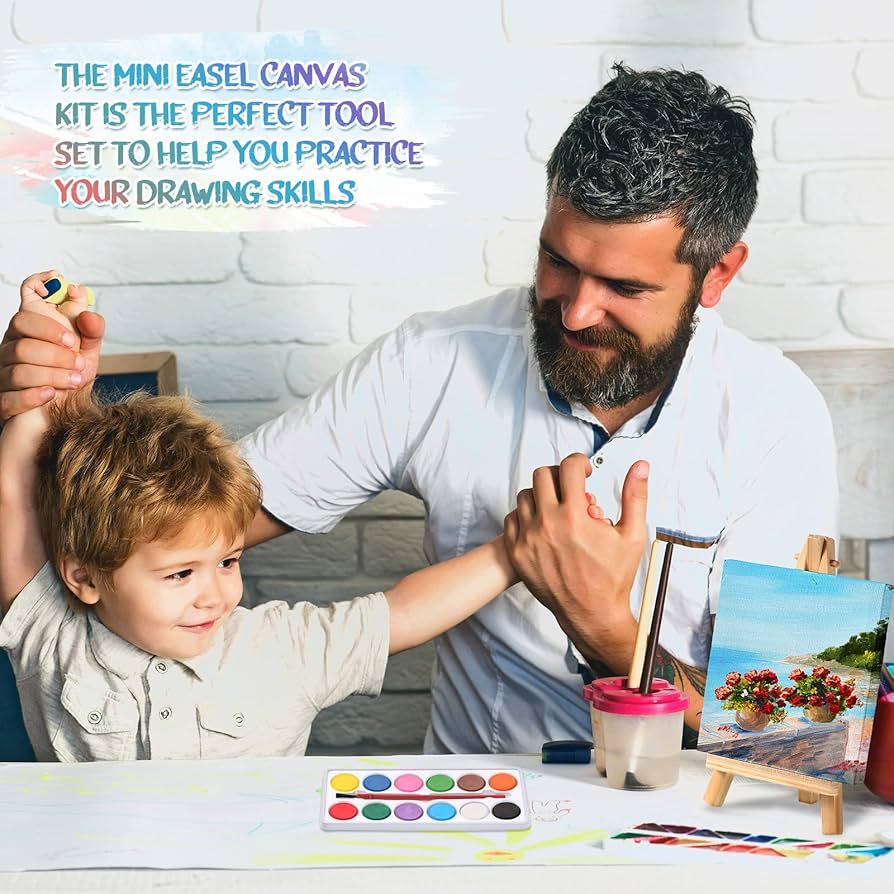 Outus 12 Set Watercolor Painting Kit Mini Canvas Easel 8...