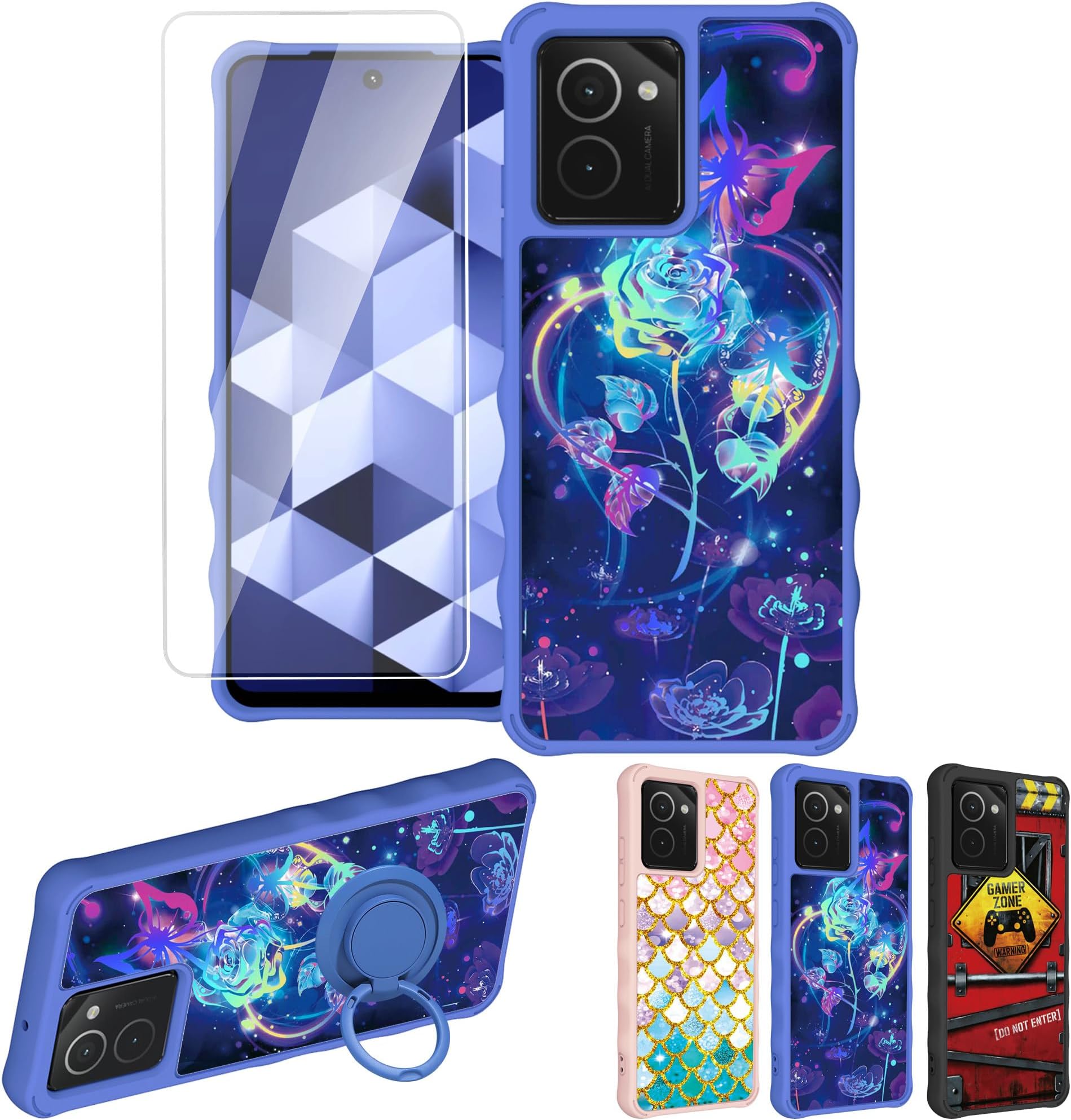 HMD VIBE Case [With Tempered Glass Screen Protector] [Gold Glitter + Luminous] Nokia HMD VIBE N159V TA-1590 Phone Case Cover IMDL-LMG