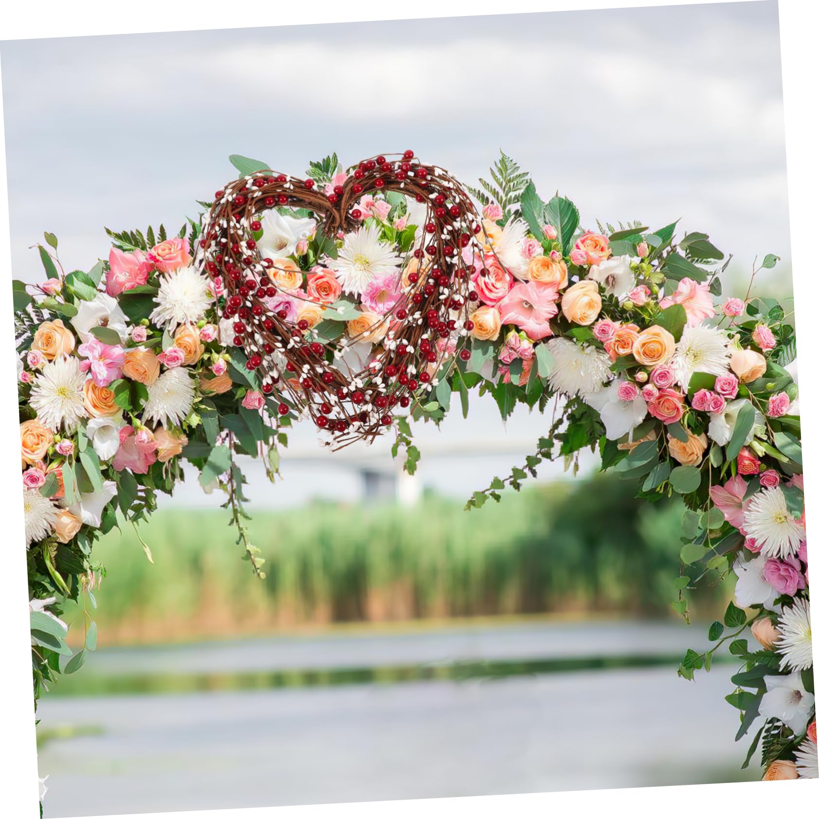 Hohopeti Guirnalda De Roja Colgante Adorno De Corazón para Decoración De San Valentín Wreath Pendant para Fiestas y Eventos Especiales