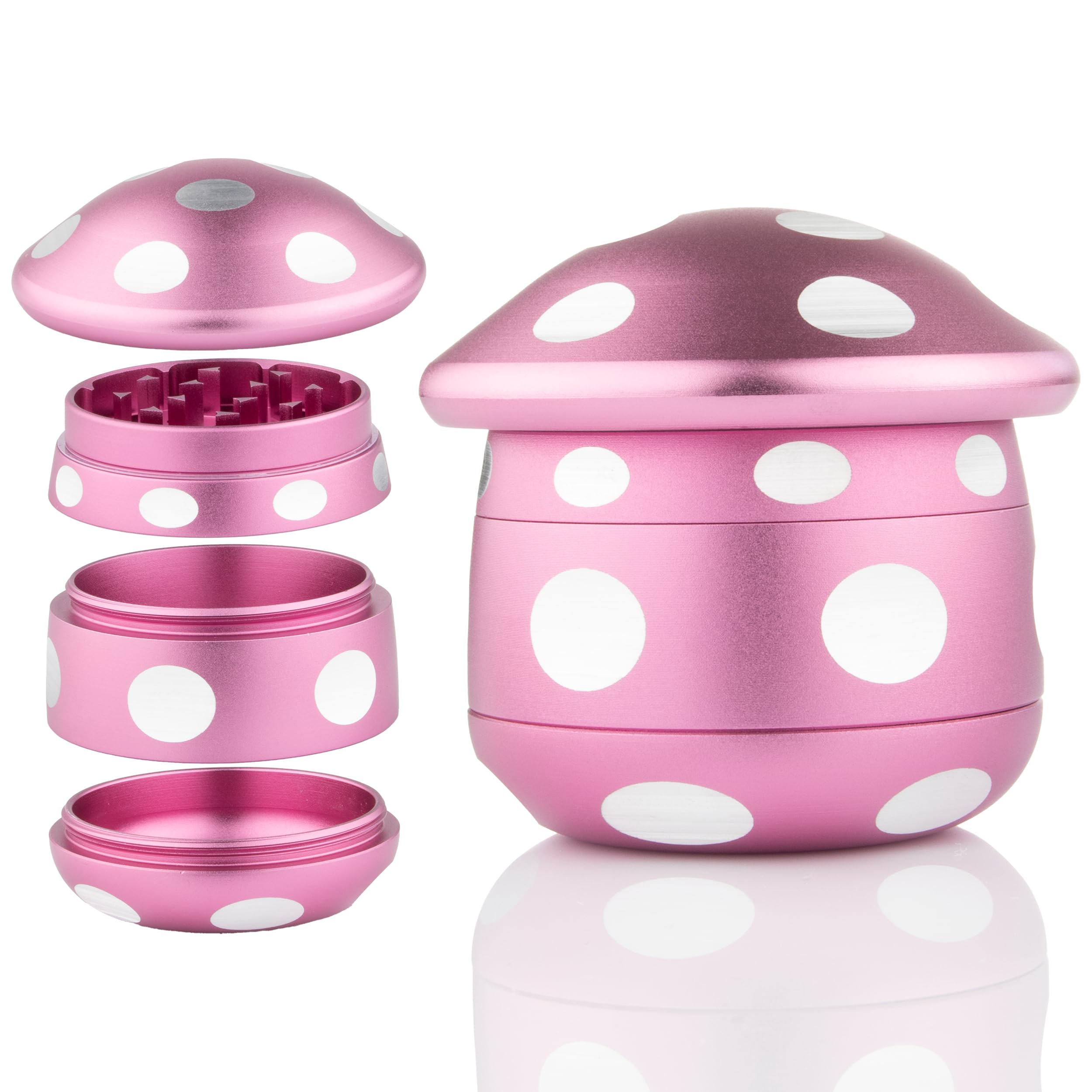 Viberium Metal Grinder 1.8 Inch - Herb Grinder, Grinders, Crusher Accessories Gifts, Cool Dry Herb Mill, Big Large Premium Steel Novelty Ginder, 4 Piece, 4 Chamber XXL Geinder, Pink