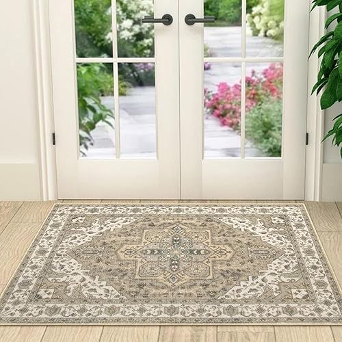 Miniatura 223 de Collive Tapete lavable para interiores, tapete retro antideslizante de 20 x 32 pulgadas, alfombra de entrada de absorción rápida, tapete de entrada