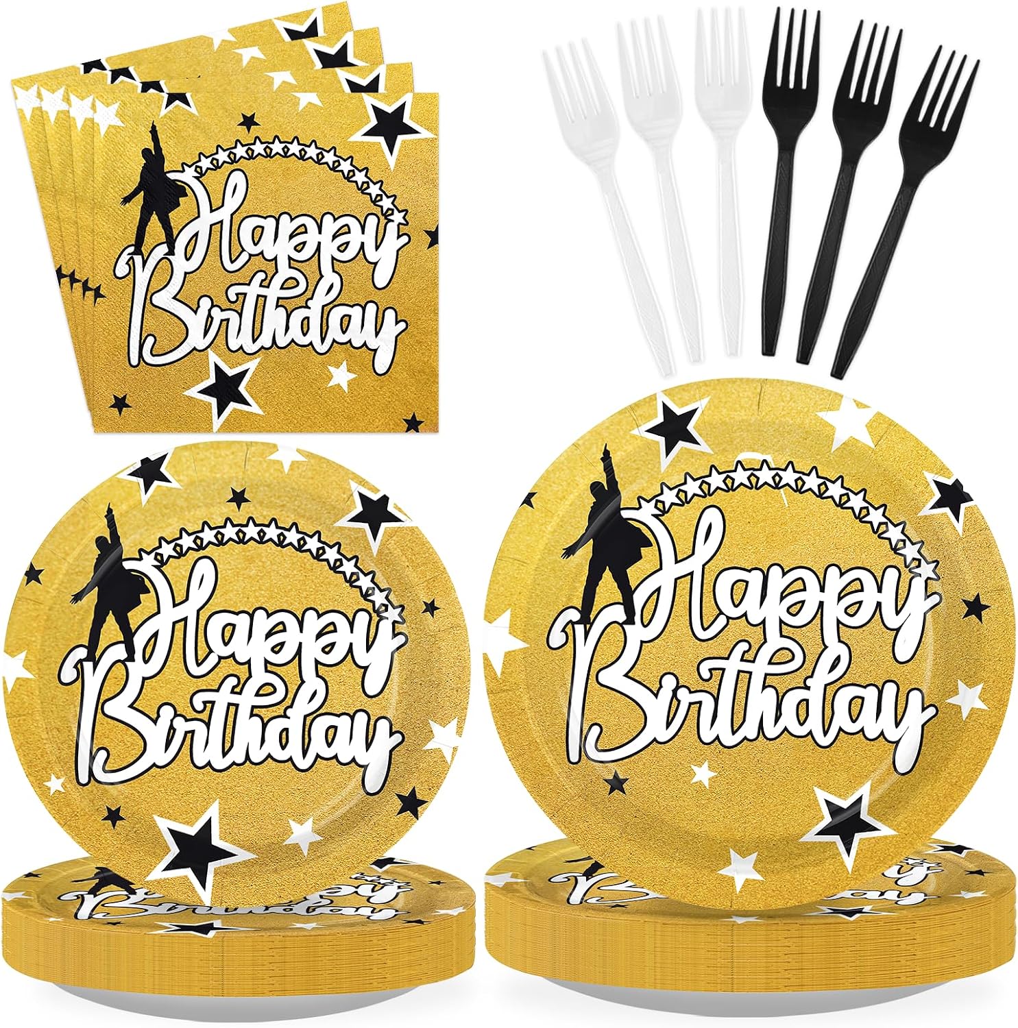96Pcs Broadway Musical Birthday Party Decorations Musical Star Plates and Napkins Broadway Birthday Disposable Paper Tableware Set for Kids Adult Music Lover Fan Party Supplies Serves 24