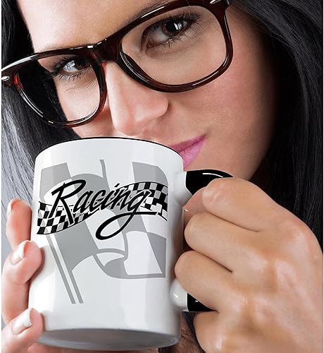 Miniatura 2 de 3dRose (mug_99325_4) Racing - Bandera a cuadros en blanco y negro de dos tonos, 11 onzas