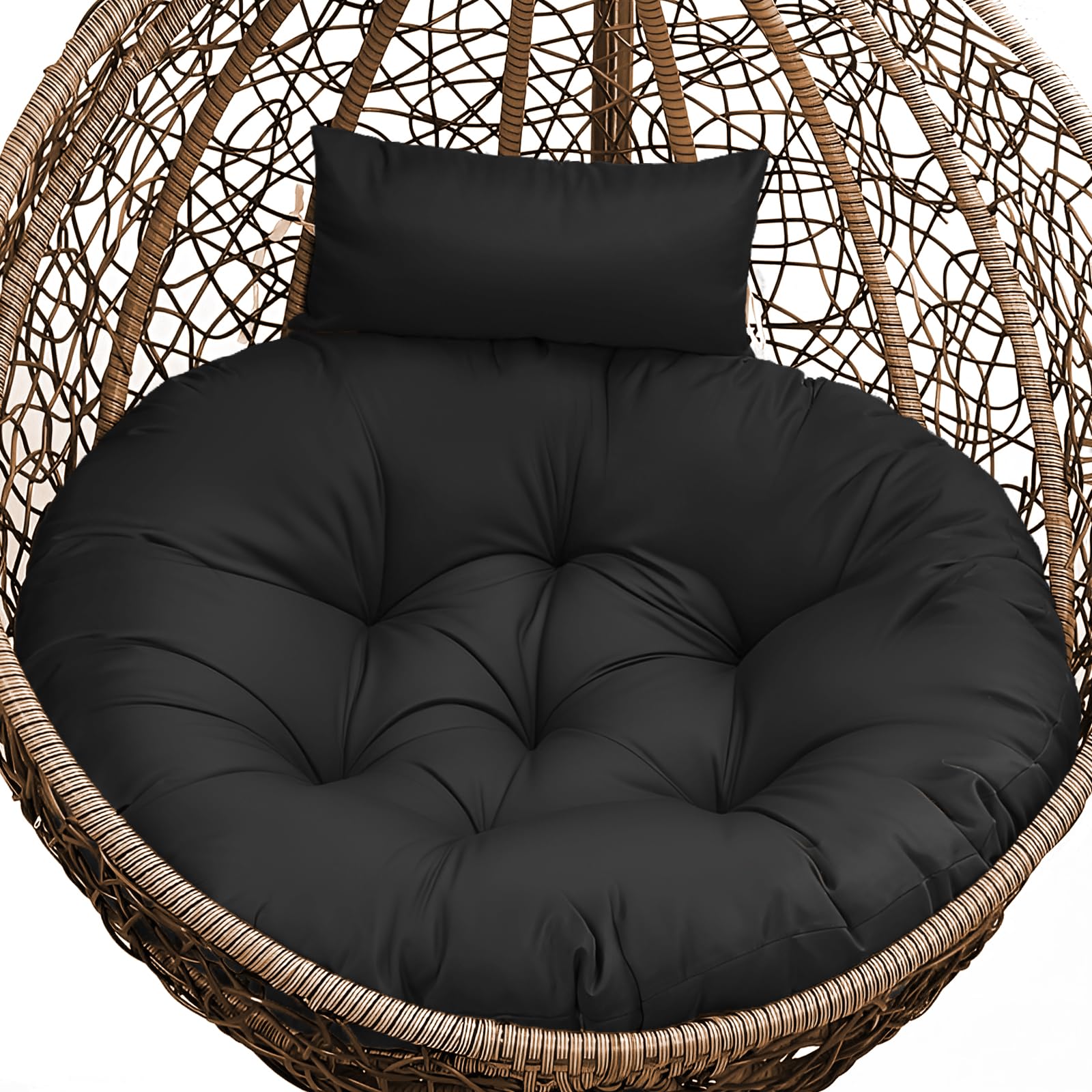 Tycdiose Outdoor Swing Egg Chair Cushion Replacement, Thicken Hanging Basket Egg Chair Cushion Waterproof Papasan Chairs Cushions with Headrest Pillow