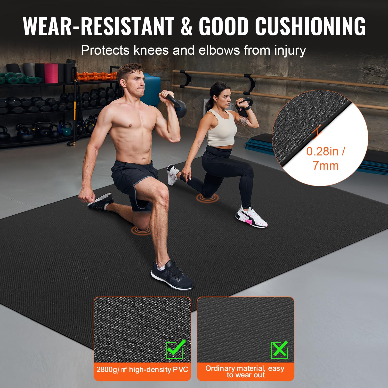 VEVOR Esterilla de Yoga Antideslizante de Alta Densidad para Hombres y Mujeres Estera de Fitness y Ejercicio con Bolsa y Correa de Transporte para Yoga en Casa, Pilates y Entrenamiento, 2440x1530 mm