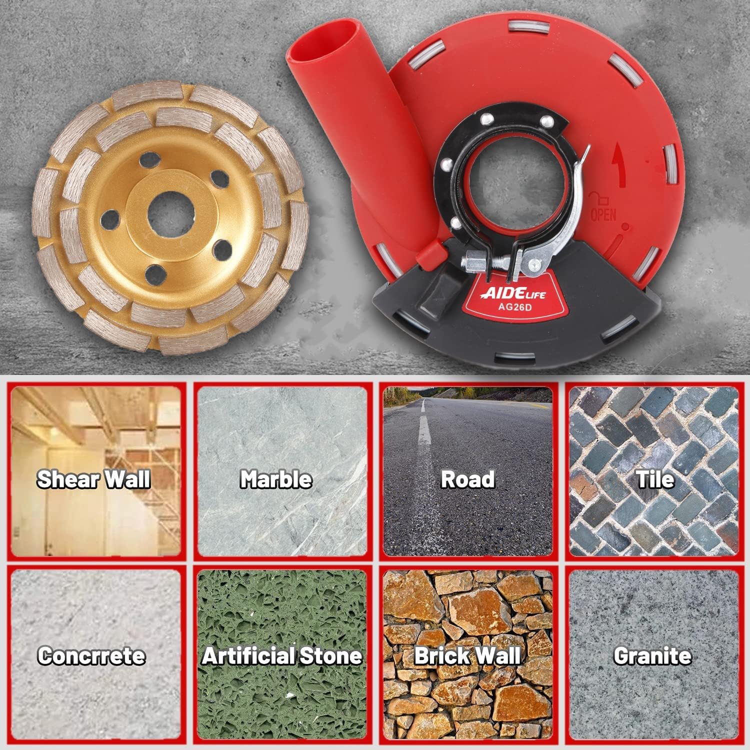 Recoge Polvo Amoladora de 125 mm con Cubierta Antipolvo para Hormigón - Kit Completo para un Trabajo Impecable