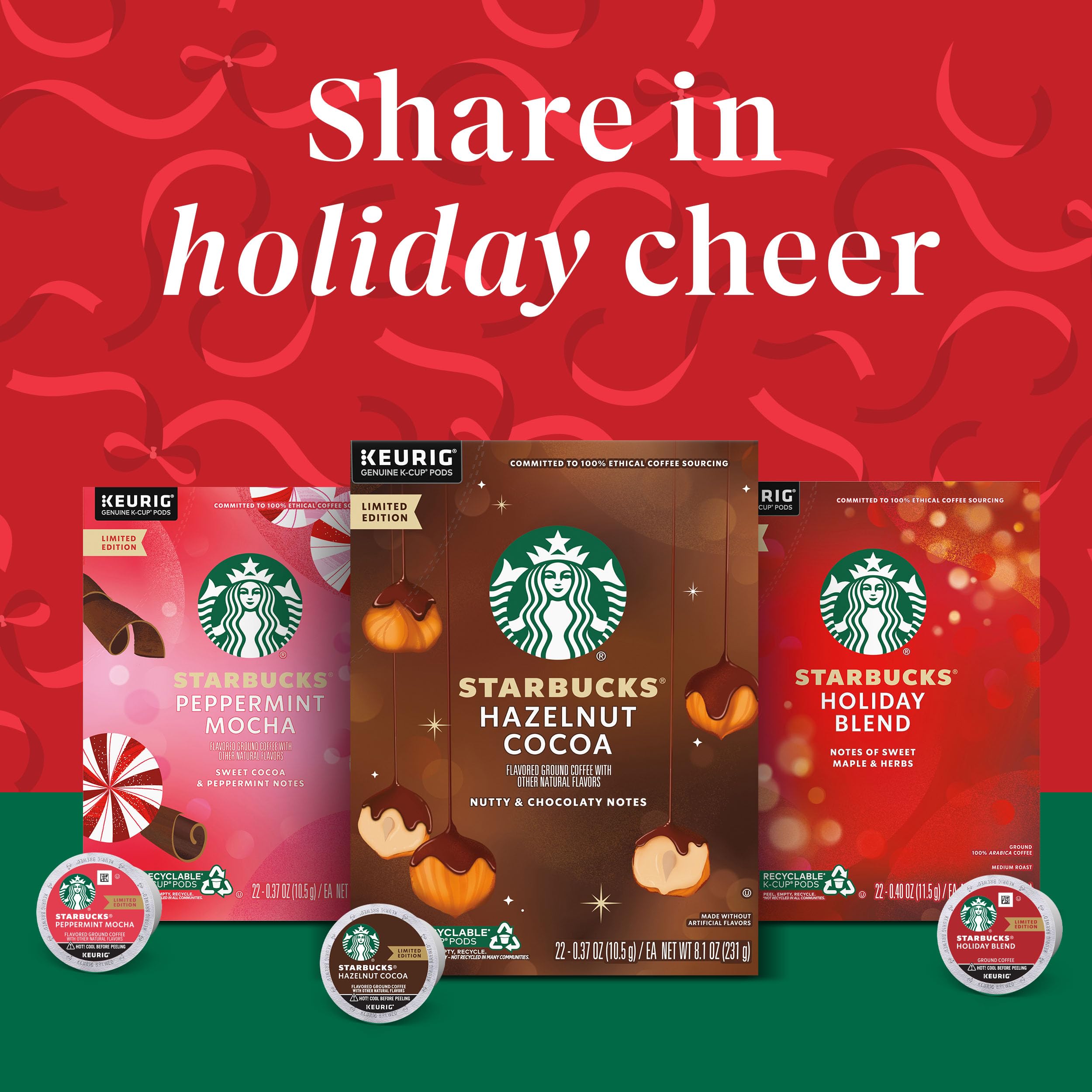 Starbucks K-Cup Coffee Pods Hazelnut Cocoa Flavored Coffee for Keurig Brewers 100 Arabica Holiday 1 Box 22 Pods — view 6