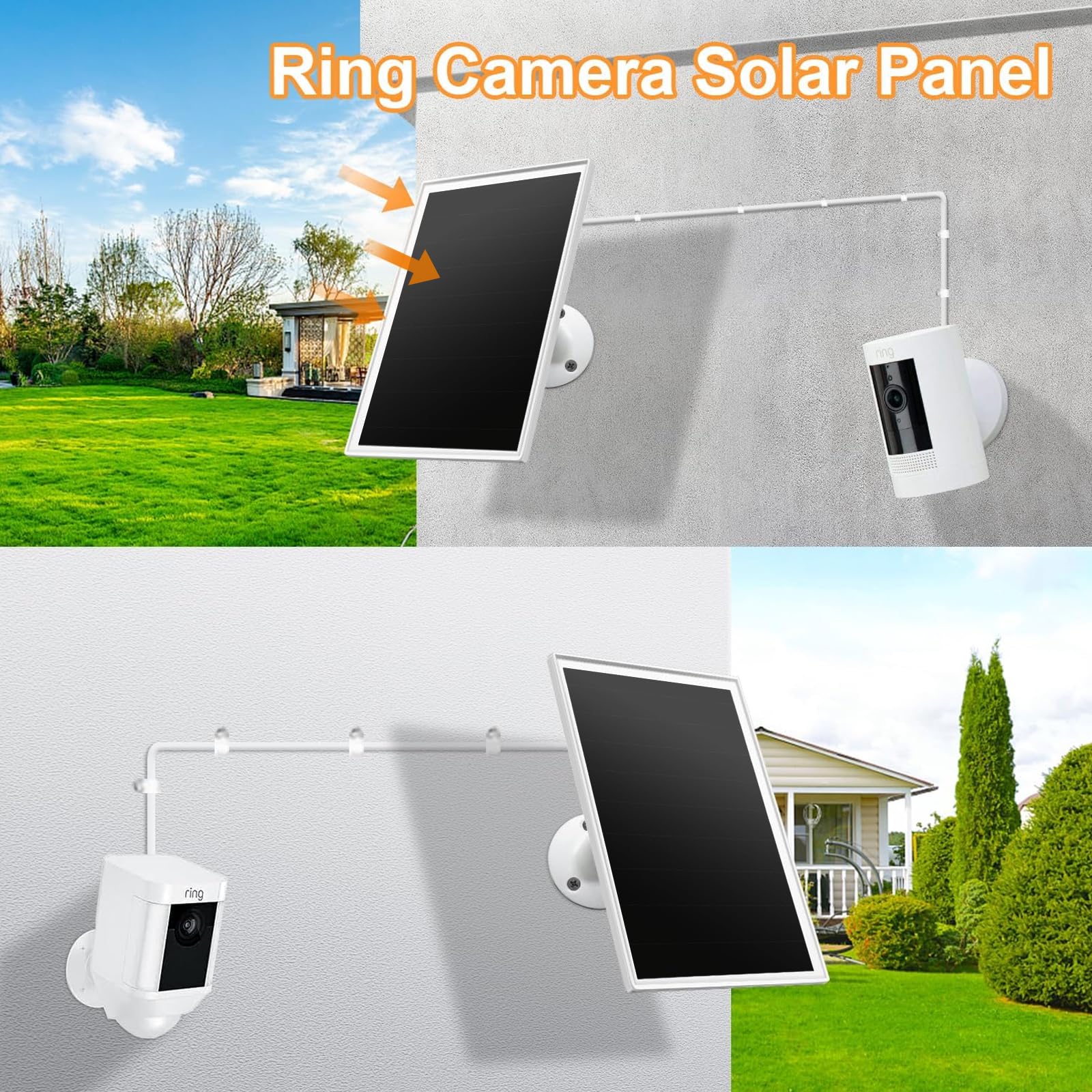 4W Solar Charging Panel For Ring Camera - Micro USB & Type C Output