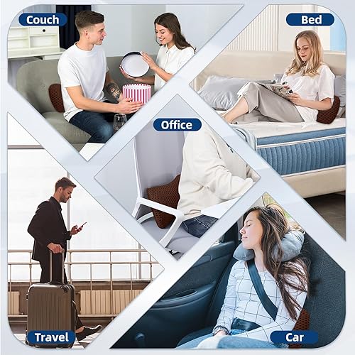 Vista 61 de Almohada lumbar, almohada de apoyo lumbar de espuma viscoelástica para silla de oficina y asiento de automóvil, almohada de apoyo para aliviar