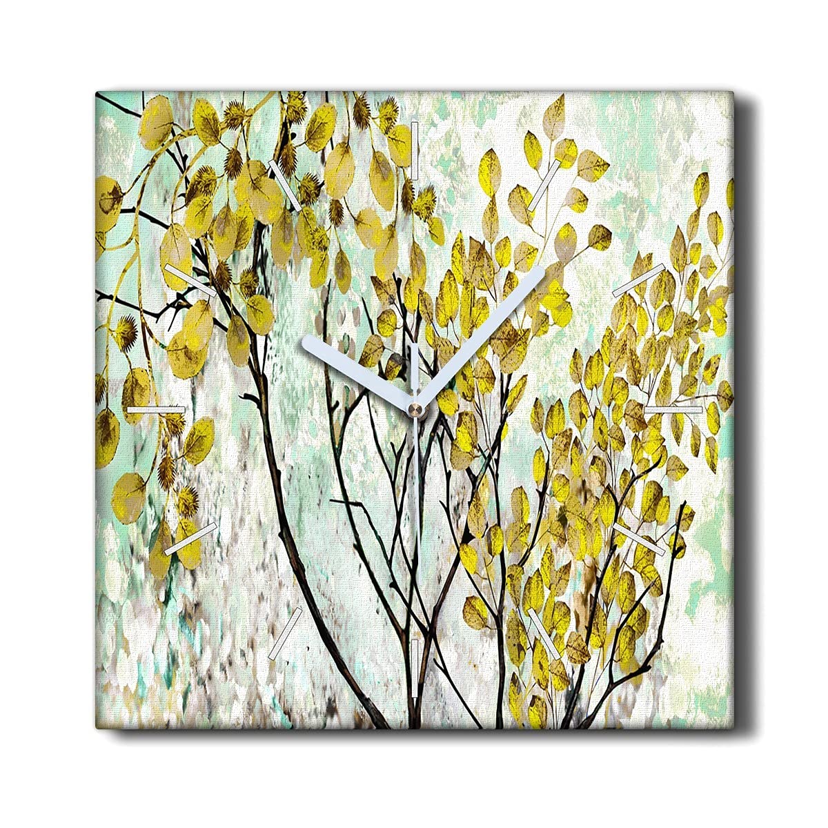 Horloge sur Toile 30x30cm Branches d'arbres Décoration Murale Nature