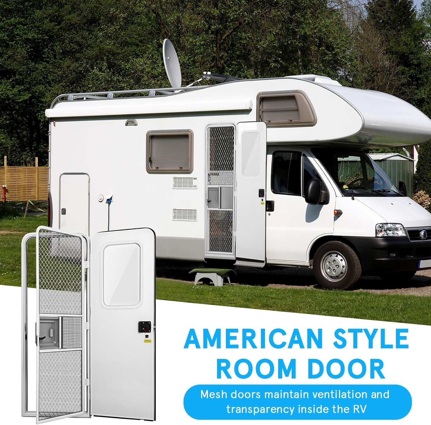 BESPORTBLE Trailer Door: Aluminum Alloy Right Rv Entrance Door with Tempered Glass Window, Screen and Lock for Travel Trailers Campers