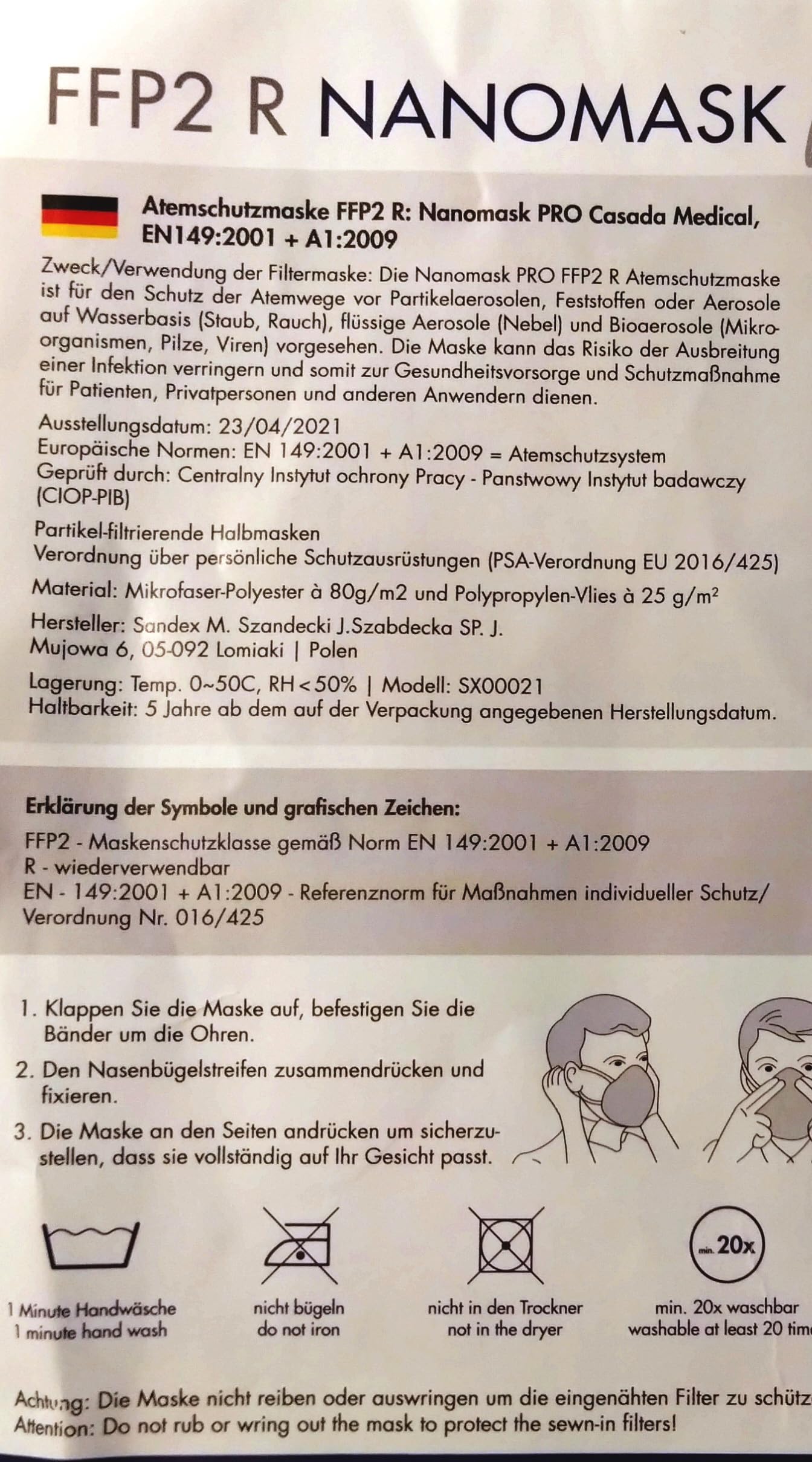 Casada FFP2 zertifizierte Nano-Maske-PRO grau ab 5er Set Gesichtsschutz Hygiene Schutzmaske Mehrwegmaske Mundschutz Wiederverwendbar Waschbar