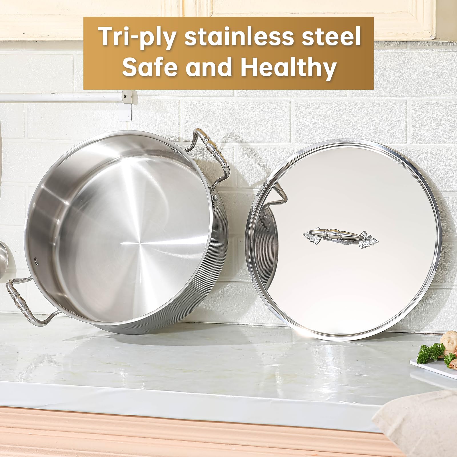 DELARLO 8qt Stainless Steel Braiser Pan -5 DELARLO 8qt Stainless Steel Braiser Pan -5