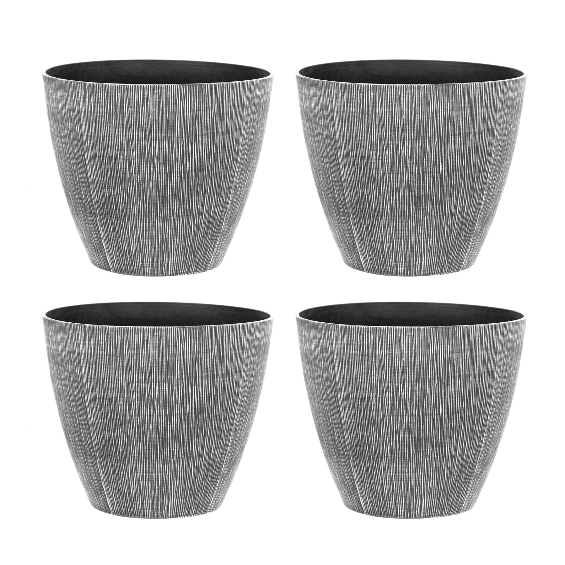 simpa Allure Textured Plastic Planters WHITE Set of 4 Pots - 33cm (H) x 38cm (Diameter)