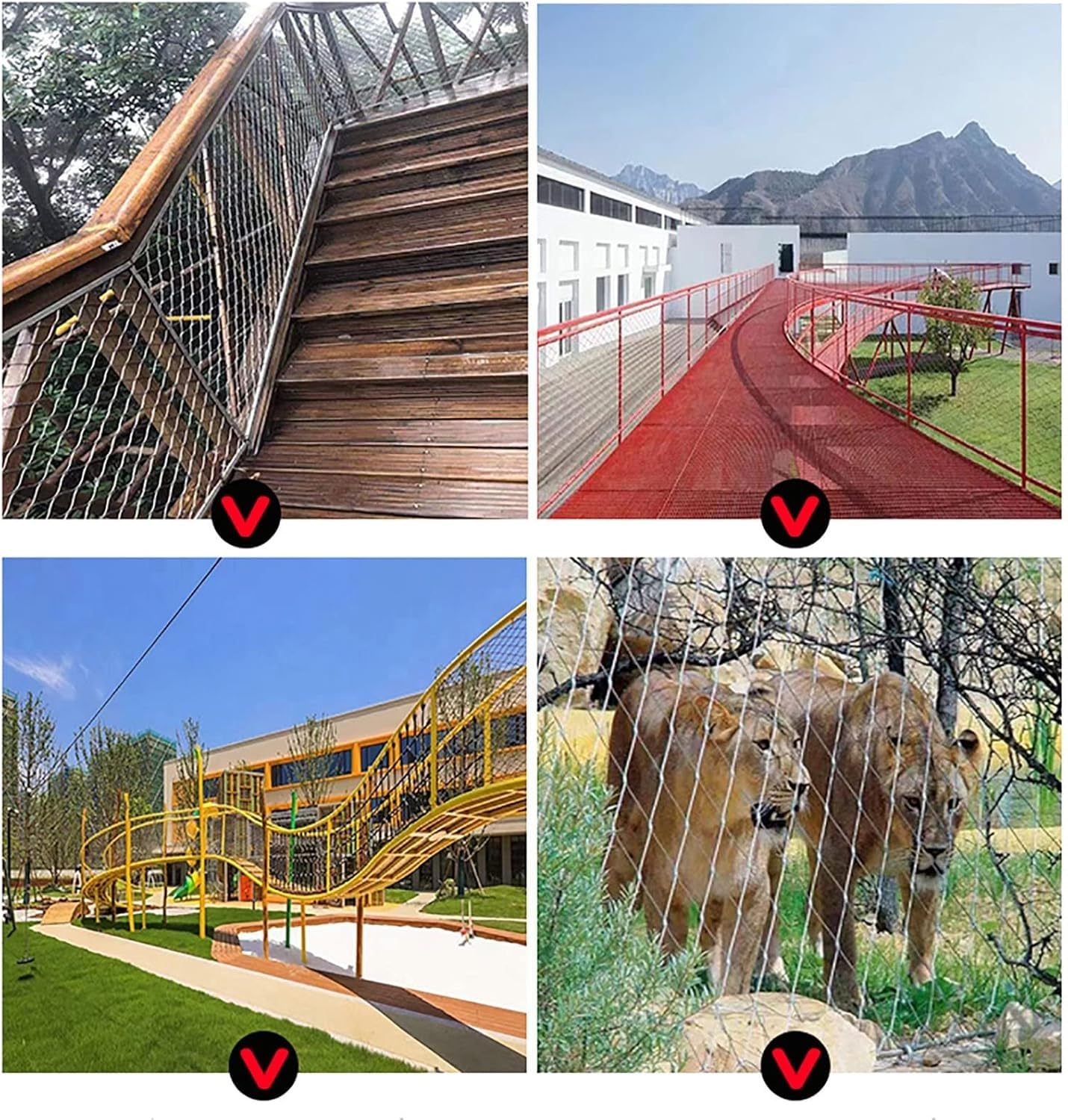Elastyczna Siatka Linowa Ze Stali Nierdzewnej, Zagęszczona 3mm Siatka Balustrad Linowych, Wytrzymałe Ogrodzenie Ochronne, Siatka Ogrodowa(1.5x3m)