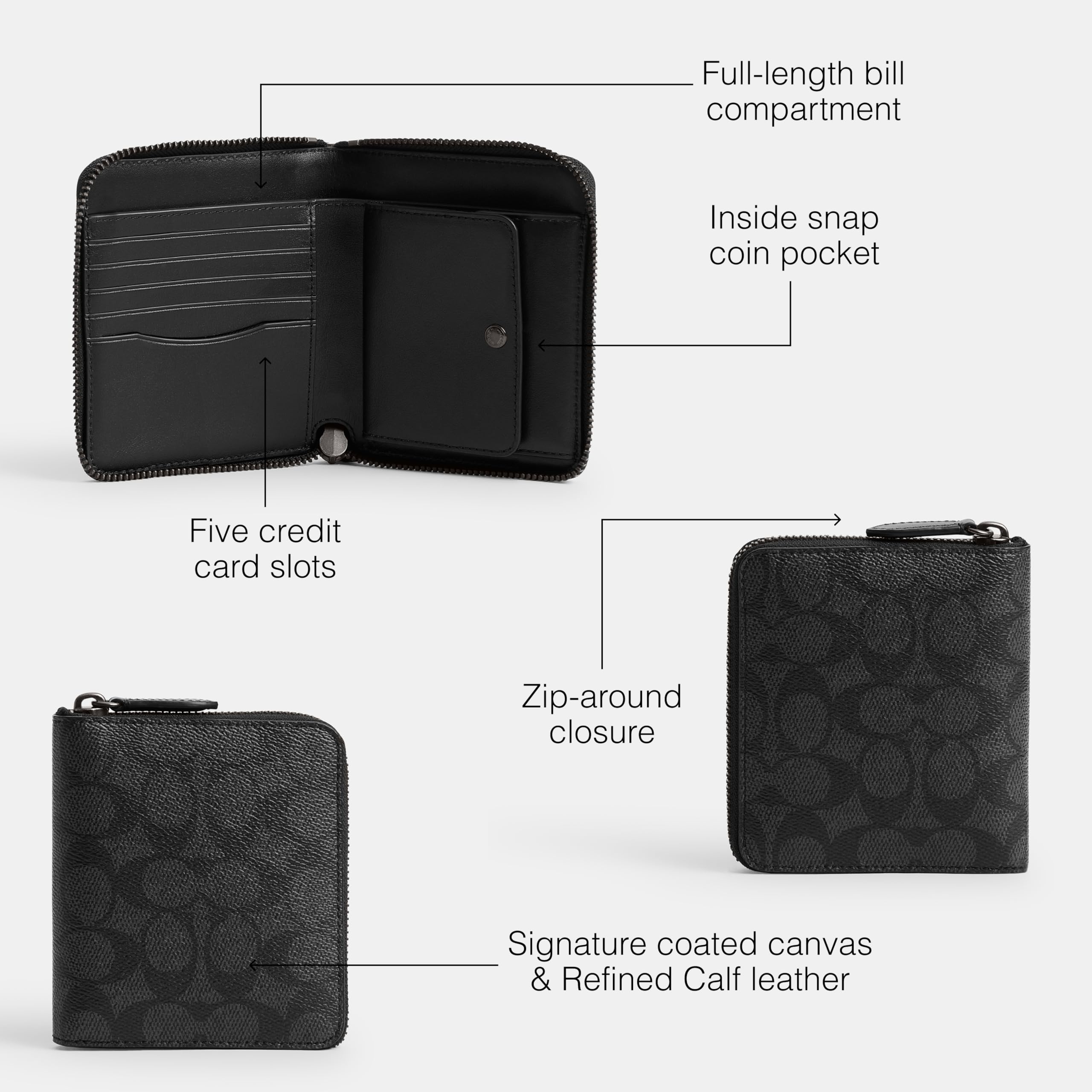 Coach Monedero con Cremallera para Hombre