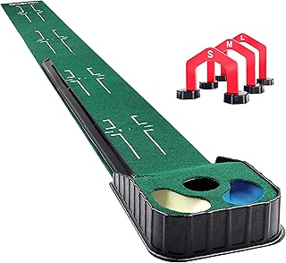 CHAMPKEY Golf Putting Green Indoor - Advanced Guides Golf Putting Mat - Enhance Putting Accuracy and Challenge