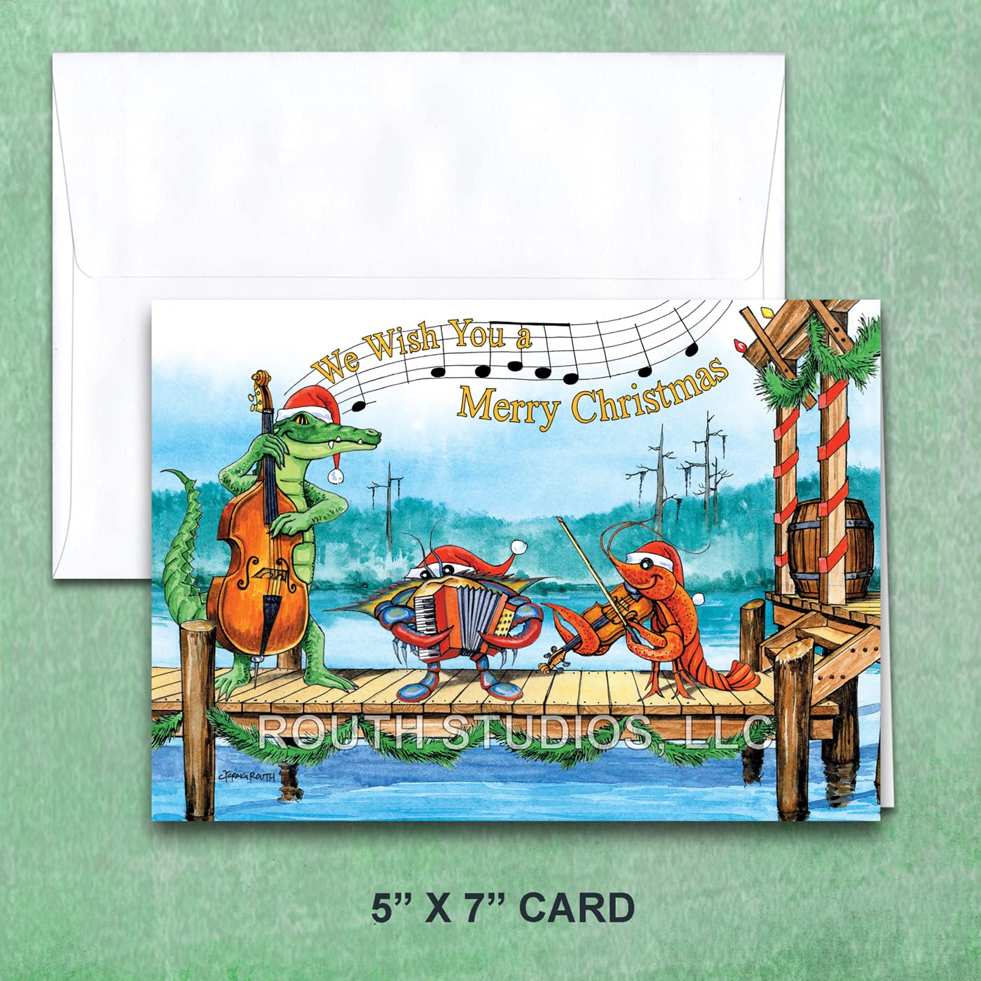 Louisiana Christmas Cards With Recipe - Jazz At Jackson Square, New