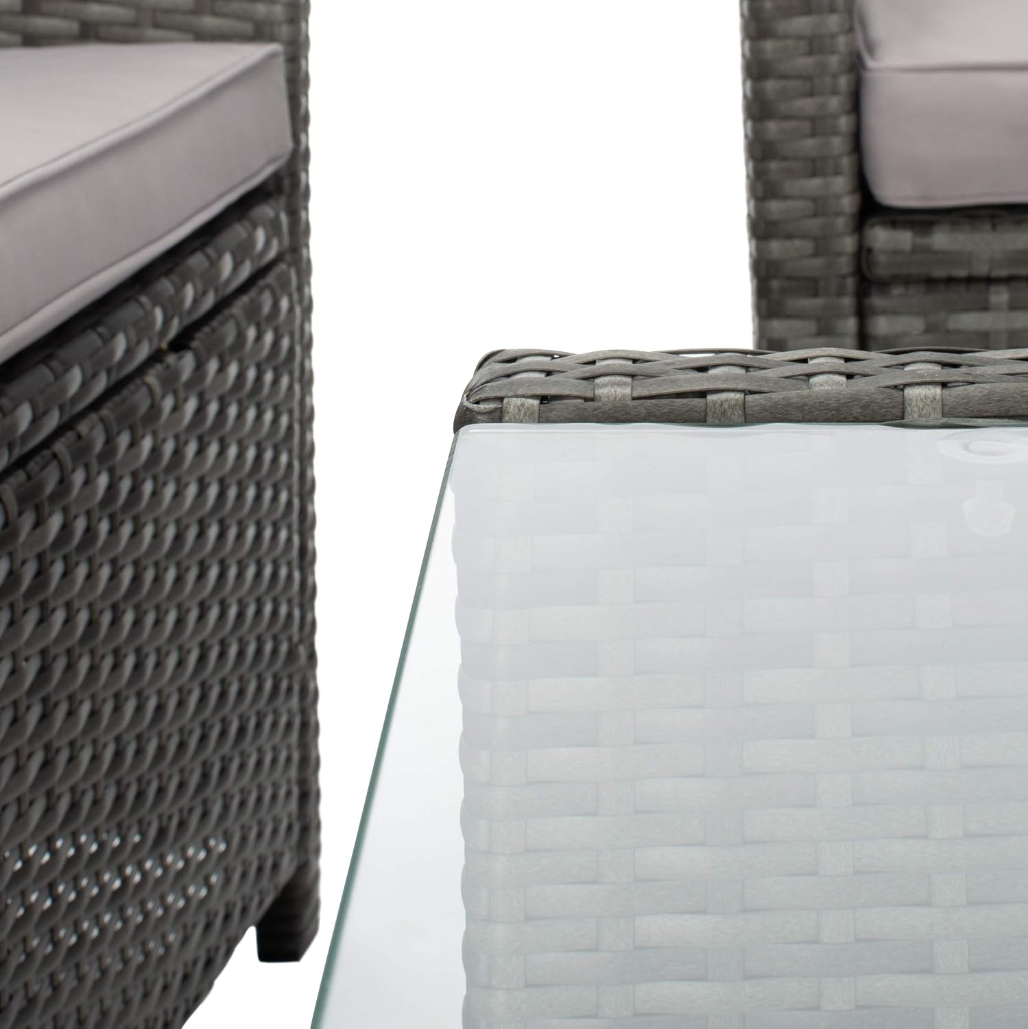 Safavieh PAT7516B Collection Vellor Grey 4-Piece Outdoor Living Patio Set, Grey/Grey