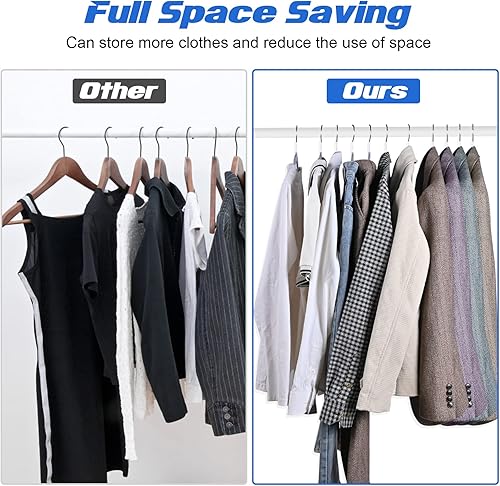 Miniatura 5 de Perchas de plástico estándar de alta resistencia, paquete de 50 con diseño antideslizante, gancho giratorio de 360, organizador que ahorra espacio