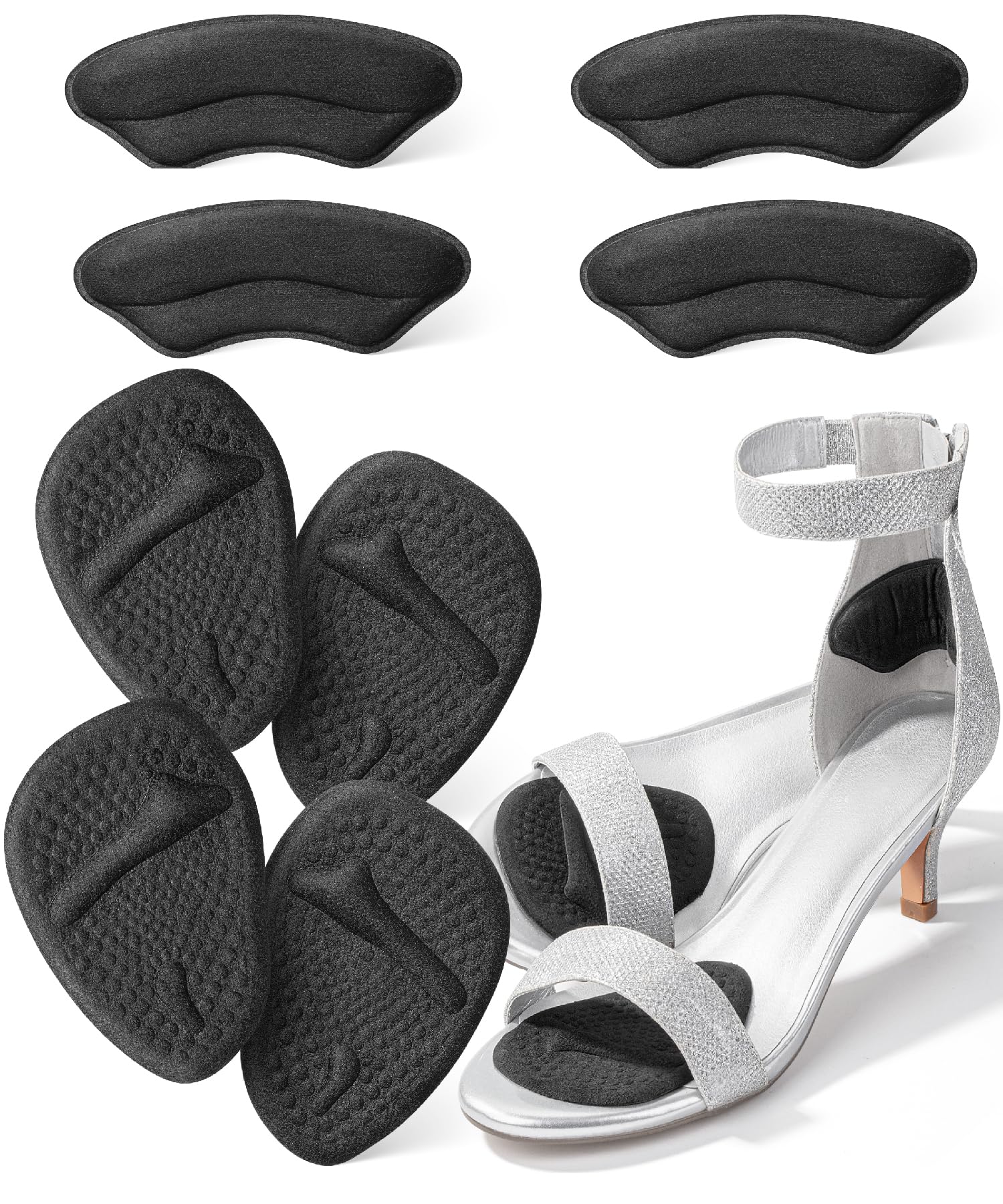 Dr. JK- Metatarsal Pads Women, 8 pcs, Black, Heel Pads for Shoes Women, Ball of Foot Cushions, Ball of Foot Cushions