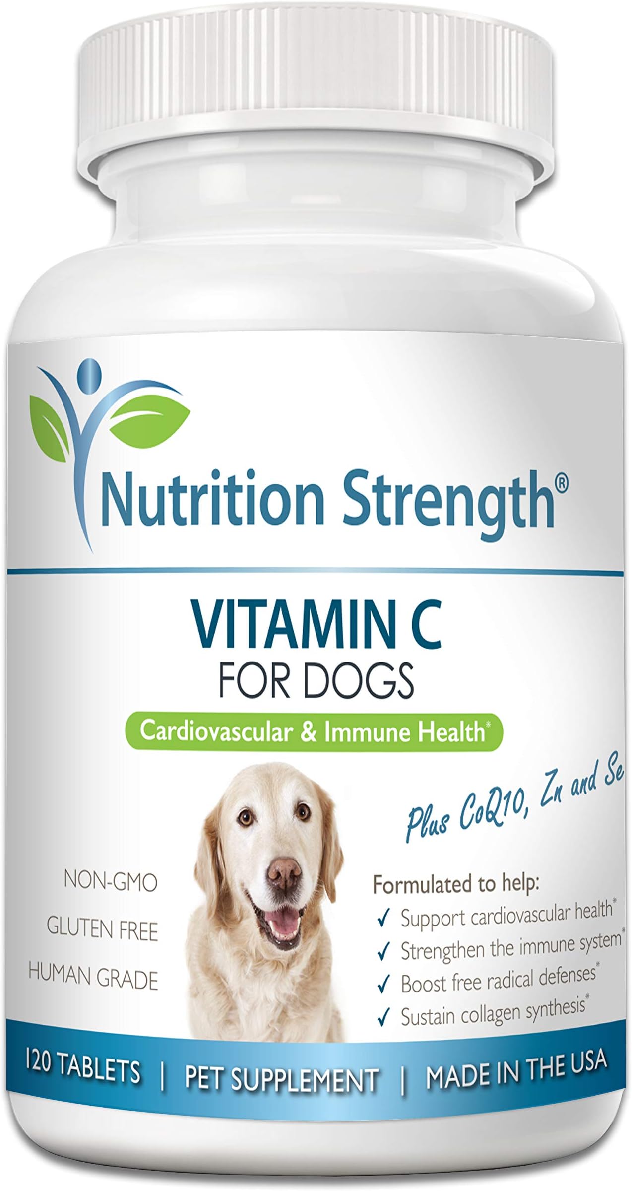 Vitamin C for Dogs to Support Cardiovascular Health, Help Strengthen The Immune System, Boost Free Radical Defenses and Sustain Collagen Synthesis, 120 Chewable Tablets