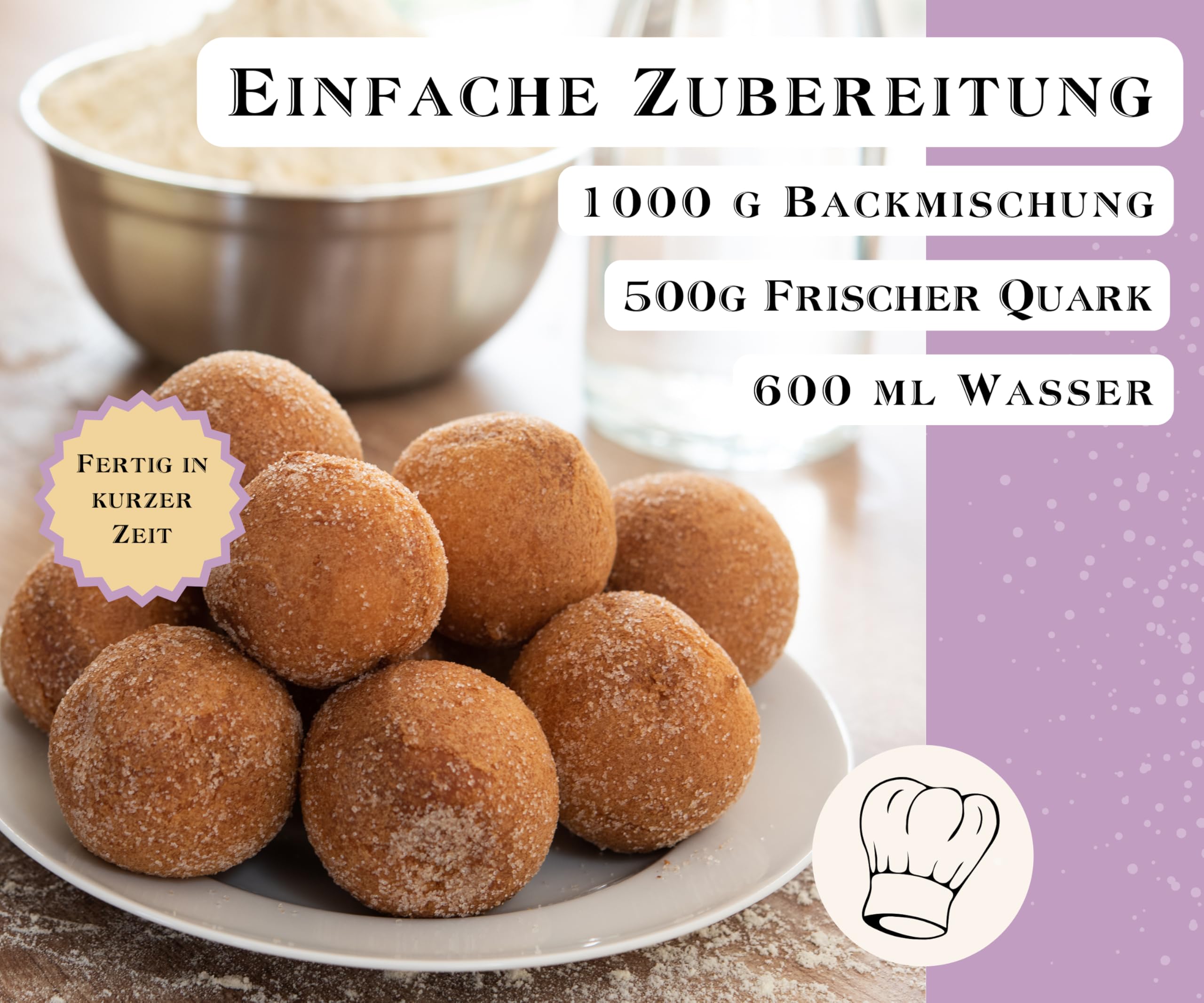 BEST BACK Quarkbällchen Backmischung 5 kg, 5er Pack (1 kg)