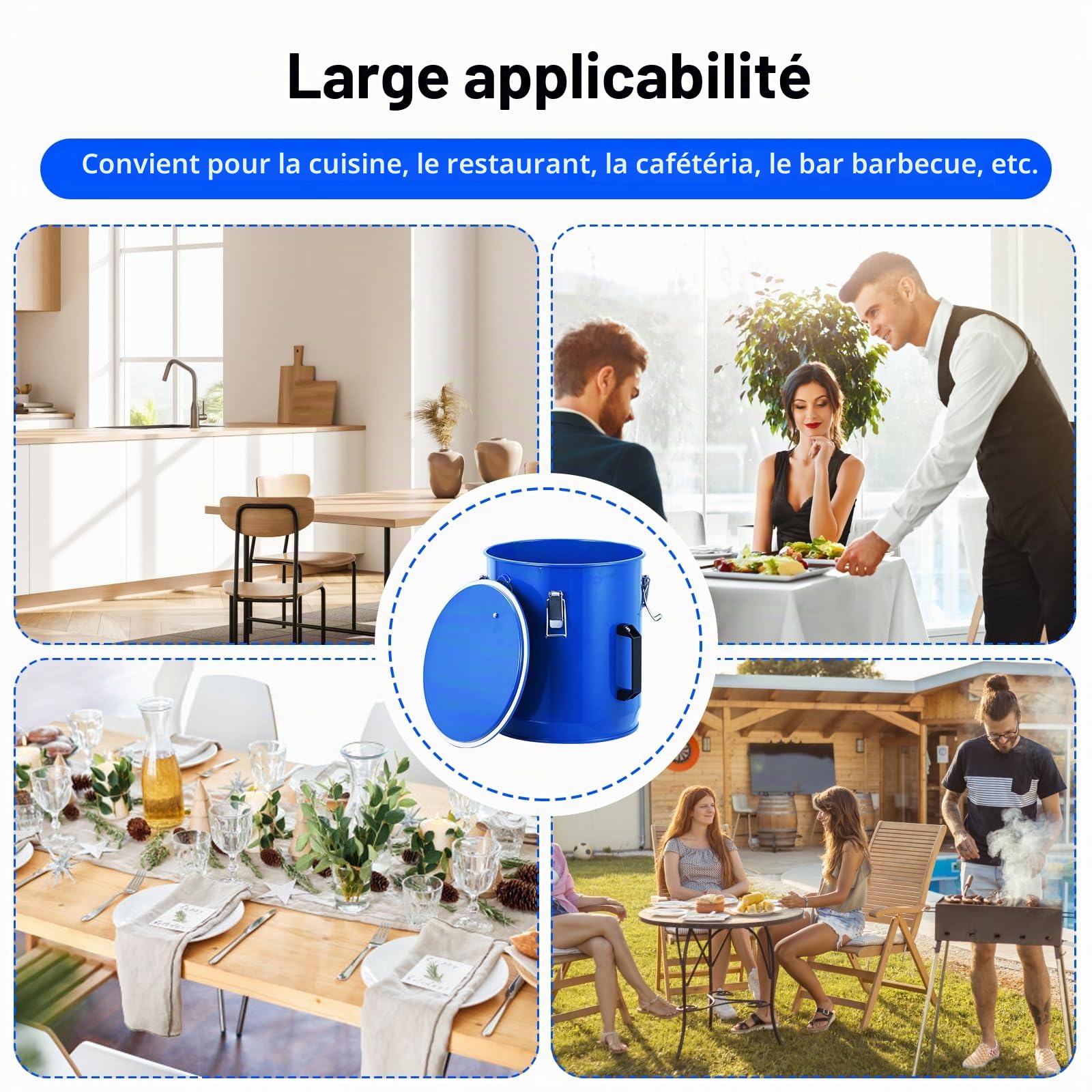 Seau à Graisse de Friteuse Acier antirouille 18,9L Caddy évacuation Huile | avec Couvercle Transport Pinces Verrouillage Sac filtrant Filtration Huile de Cuisson