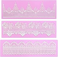 Vista 12 de Moldes de encaje en relieve, juego de 2 moldes de silicona con diseño de flores de varios círculos, decoración de pasteles de boda, molde