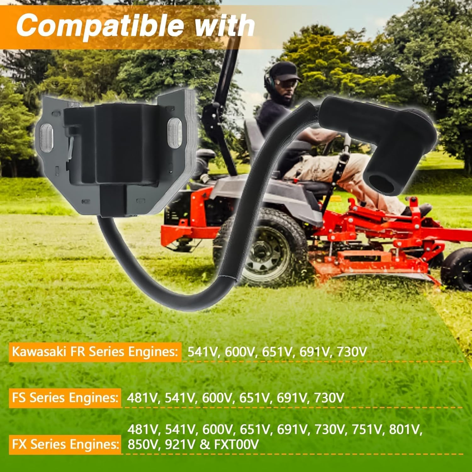 FUSCH 2 Pack Ignition Coil Compatible with Kawasaki FR541V FR600V FR651V FR691V FR730V FS481V FS541V FS600V FS691V FS730V FX481V FX921V Replace#: 21171-0743 21171-0711 21171-0738 21171-7047 21171-7042
