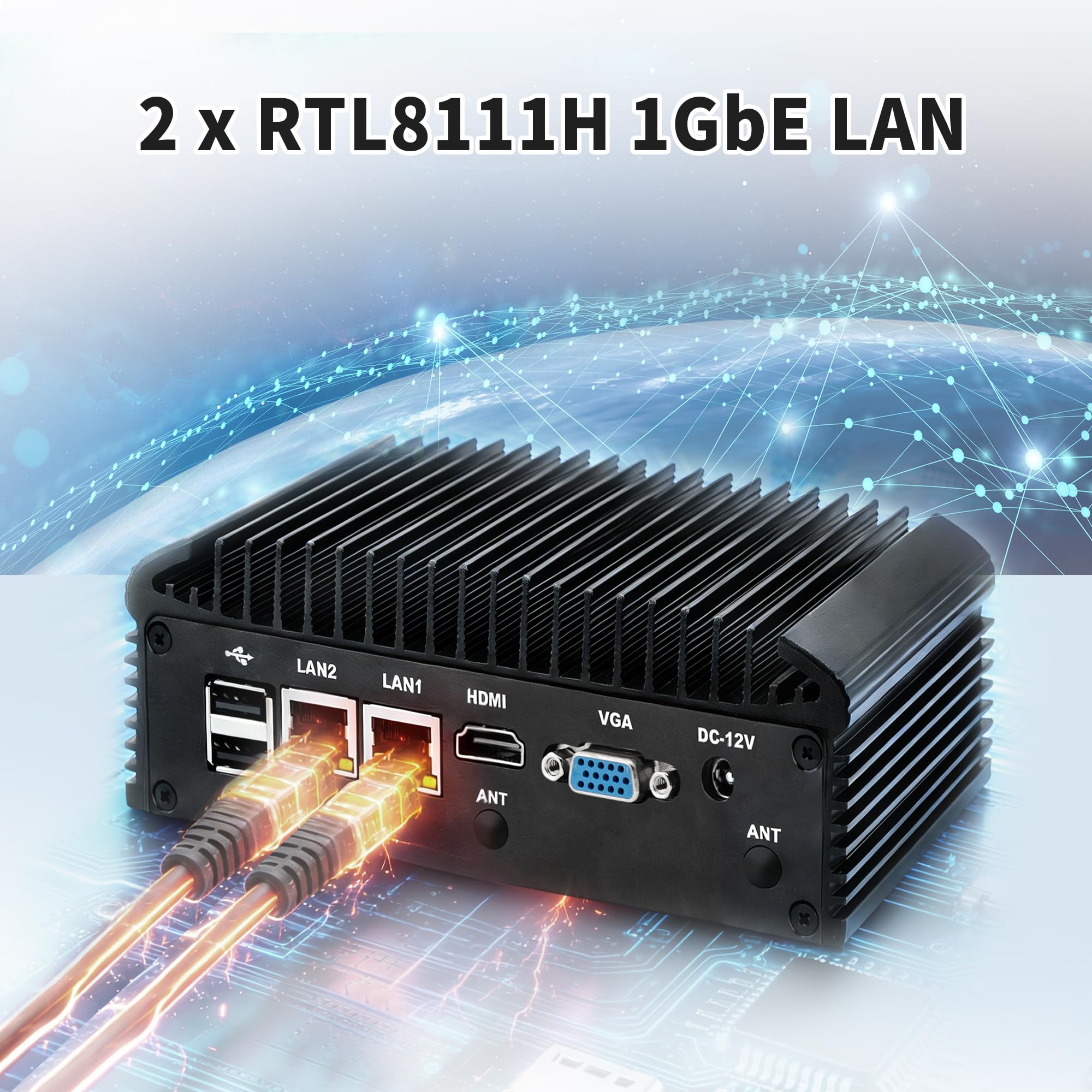 Fanless Mini PC Core i3-7100U, Industrial Computer with 2 x RS232/RS485 COM, Dual Gigabit LAN, Embedded Micro PC, DDR4 32GB RAM NVMe 1TB SSD, HD+VGA, Mini-PCIe, SIM Slot