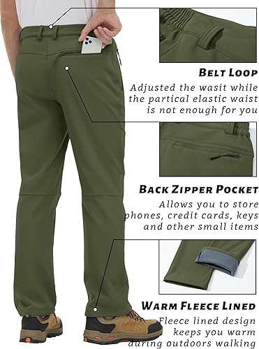 Miniatura 3 de TACVASEN Pantalones de nieve para hombre, resistentes al agua, pantalones de trabajo para senderismo, forro polar, forro polar, pantalones de esquí