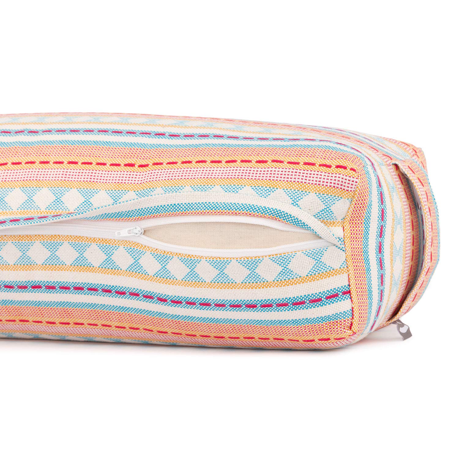 Bodhi Salamba Bolster Ethno Collection Eckiges Yogakissen Bio-Dinkelfüllung Waschbarer Bezug 100% Baumwolle Yogarolle Yin Yoga Pilates Meditation Jacquard-Webart