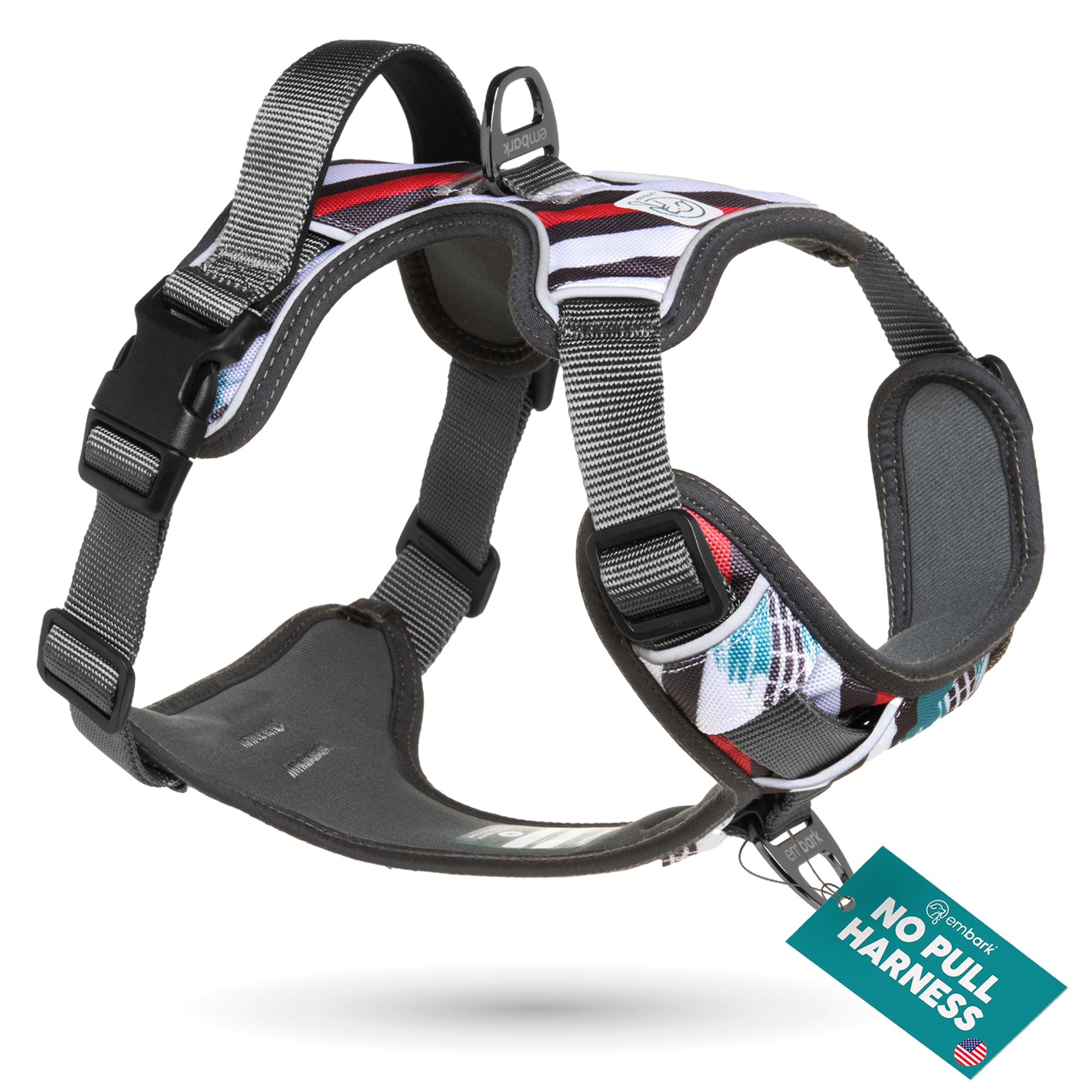Embark Adventure Medium Dog Harness – No-Pull, Reflective Trim, Military-Grade Nylon, Front Clip with Gel-Lined Handle