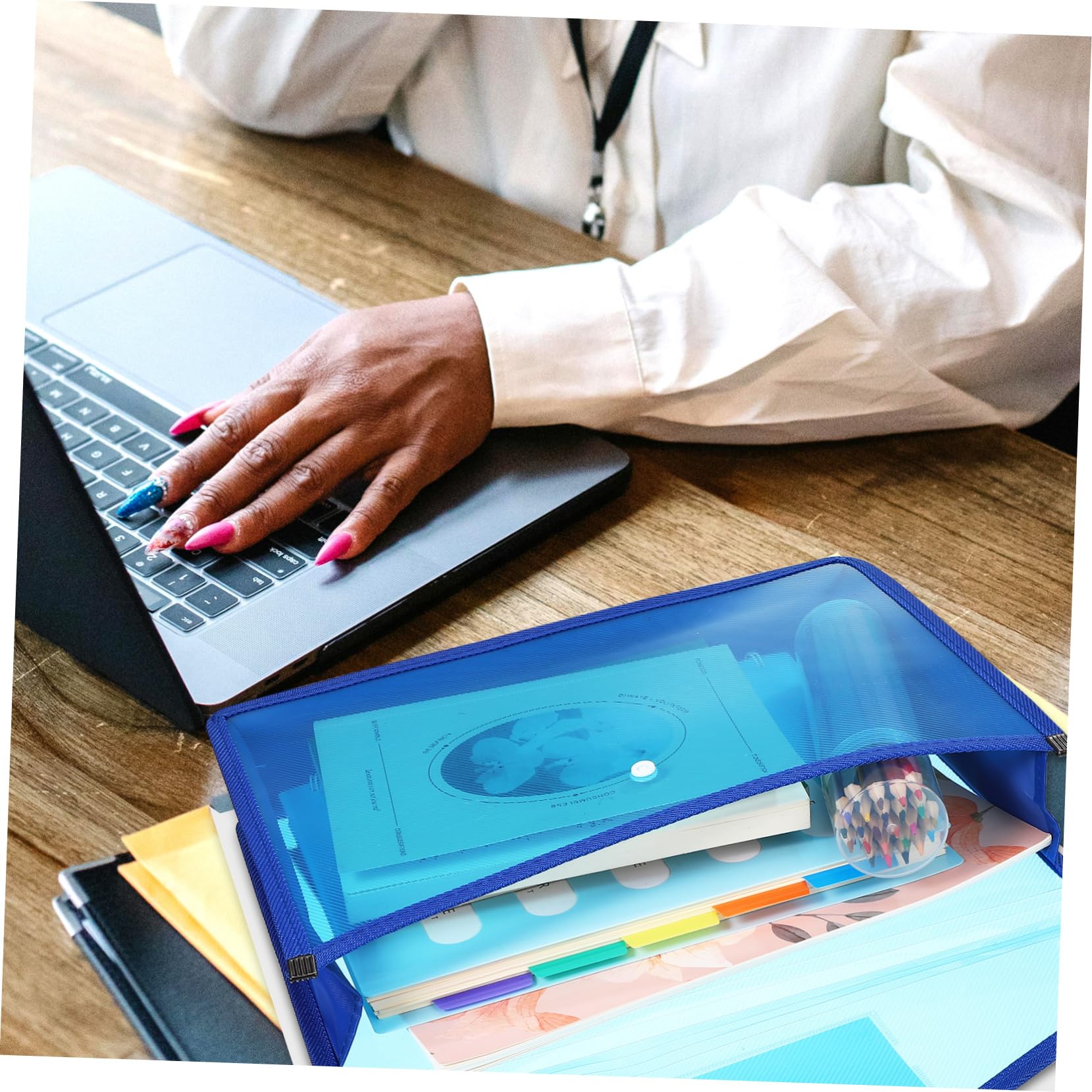 Mipcase 7pezzi Cartella Portadocumenti Espandibile in Formato Con Tasca Per Etichette e Chiusura Bottone Per Organizzazione Di Documenti e Appunti