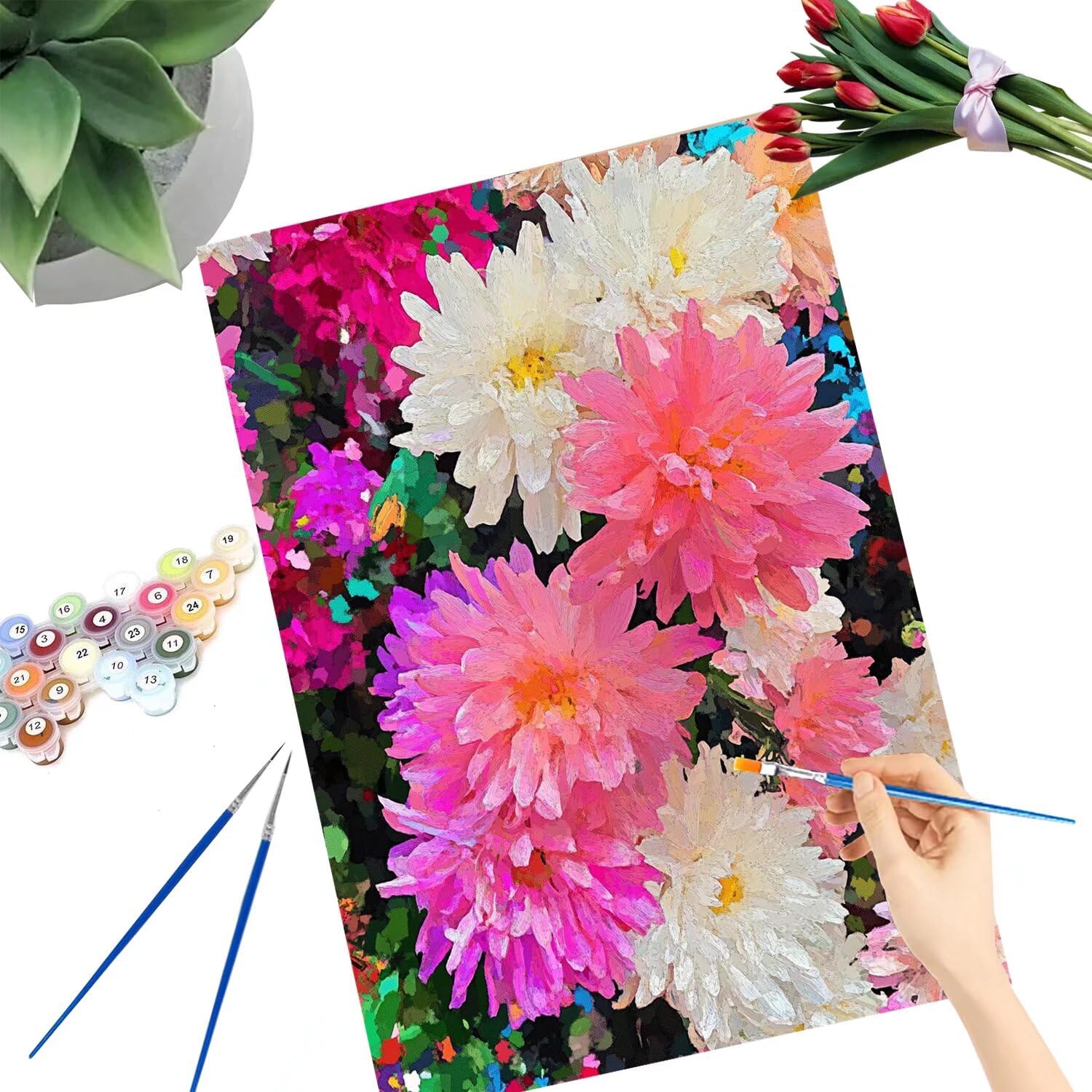 Pintar por Numeros Adultos pintar por numeros niños manualidades niños 10 años, DIY Pintar por Números de Pincel y Pintura acrílica Decoraciones para el Hogar Manualidades, sin Marco 60x80cm C-102