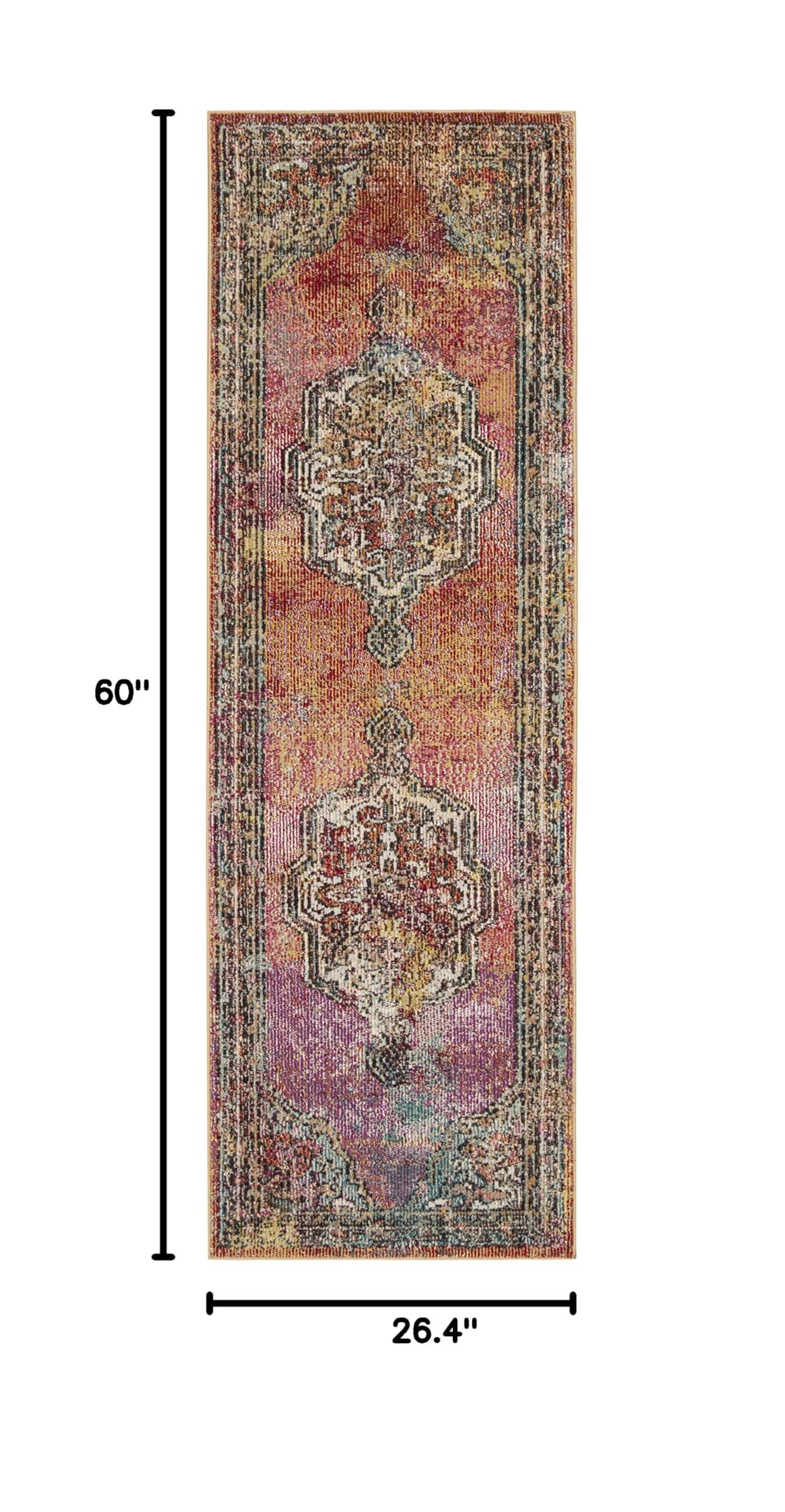 SAFAVIEH Crystal Collection Accent Rug - 22 x 5 Orange & Light Blue Medallion Design Non-Shedding & Easy Care Ideal for High Traffic Areas in Entryway Living Room Bedroom CRS502A product thumbnail 3