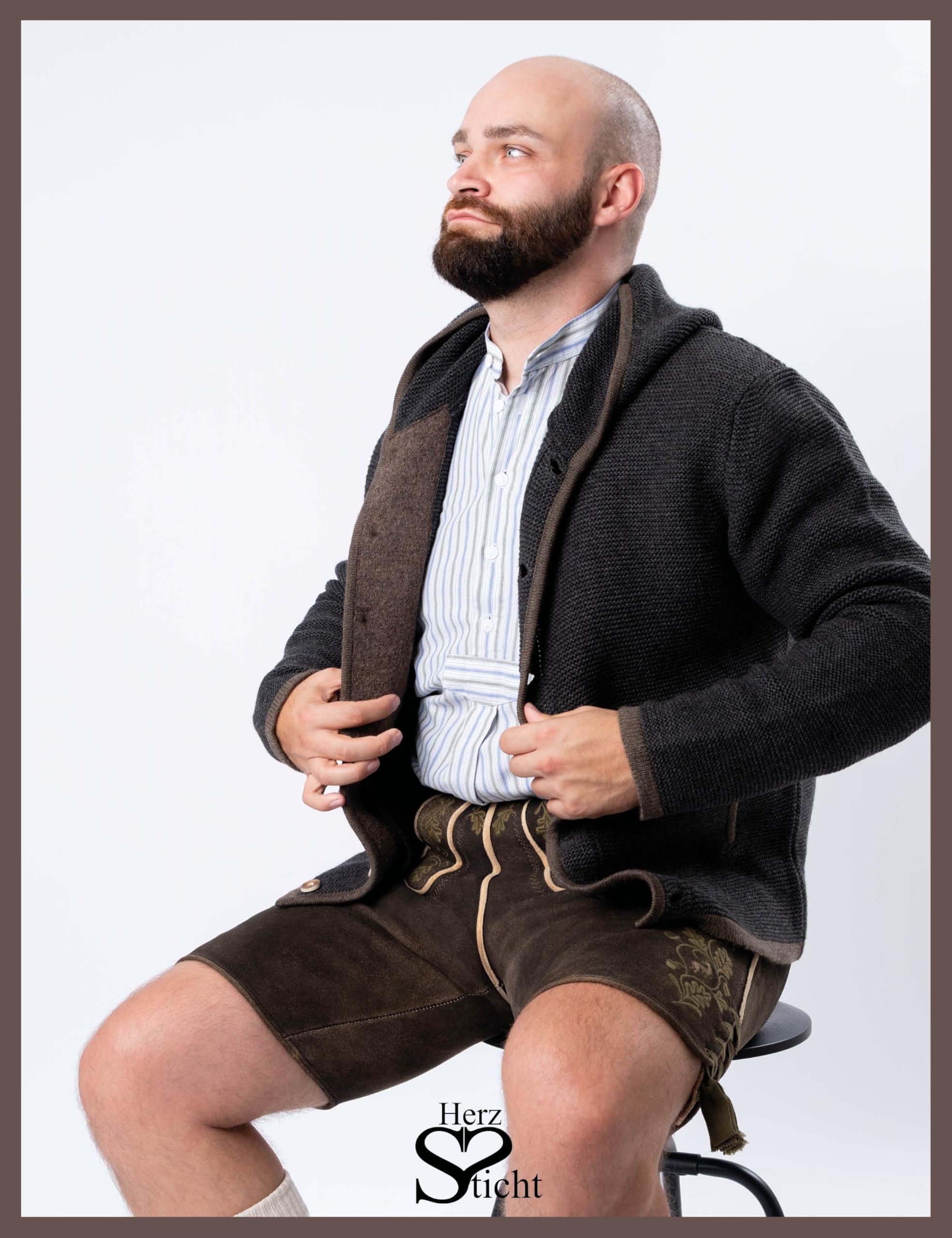 Herren Trachtenjacke (Modell: Wendelstein), Trachten Strickjacke