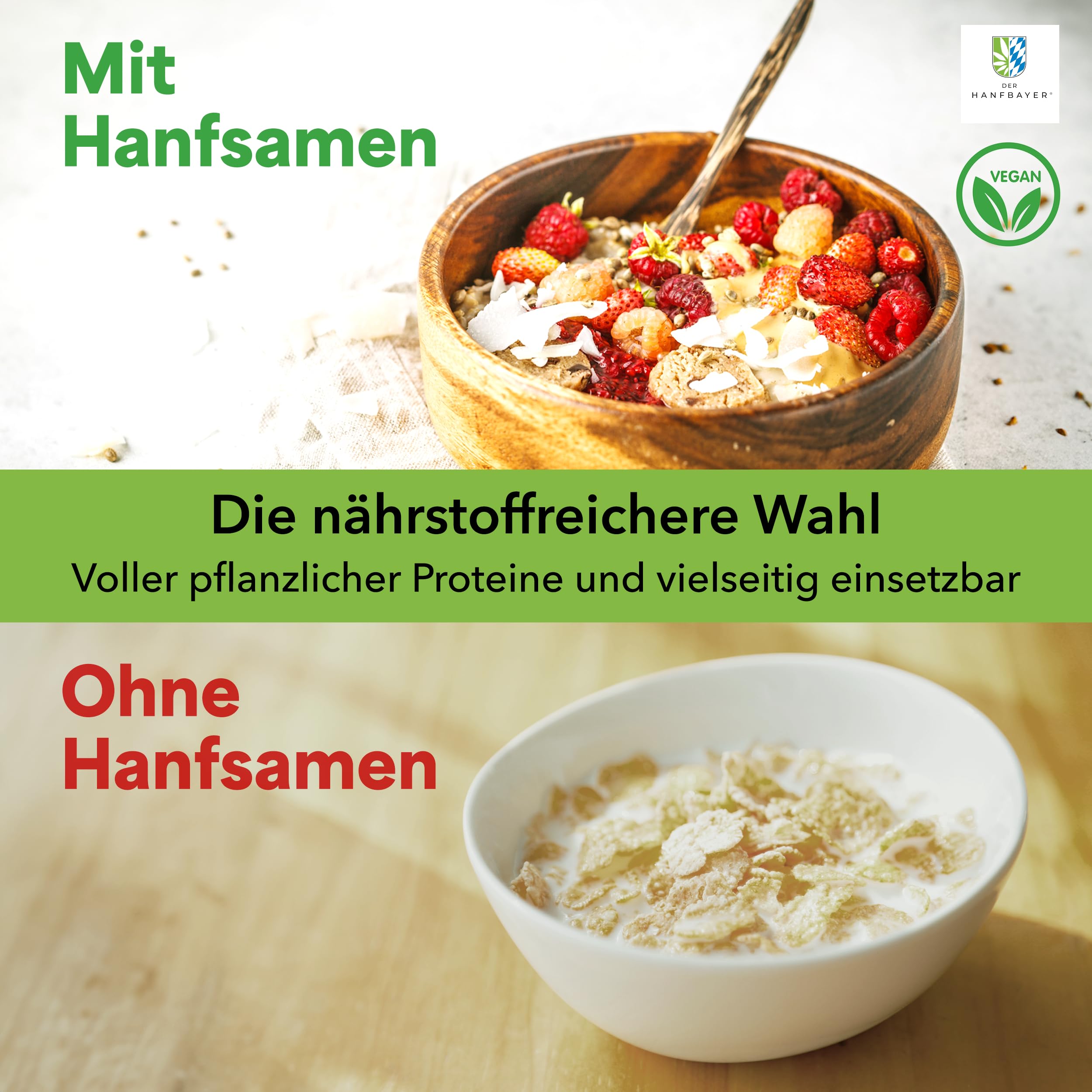 regionale Hanfsamen geschält Bio 1kg [PROTEINREICHES SUPERFOOD] - inkl. LECKERER E-Rezepte - Vegan & Rohkostqualität - Reich an Protein, Omega-3 & Magnesium